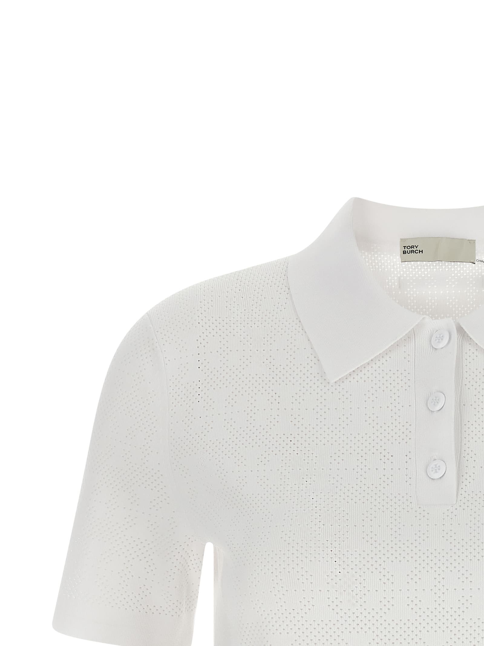 Pointelle viscose polo shirt - мініатюра 3
