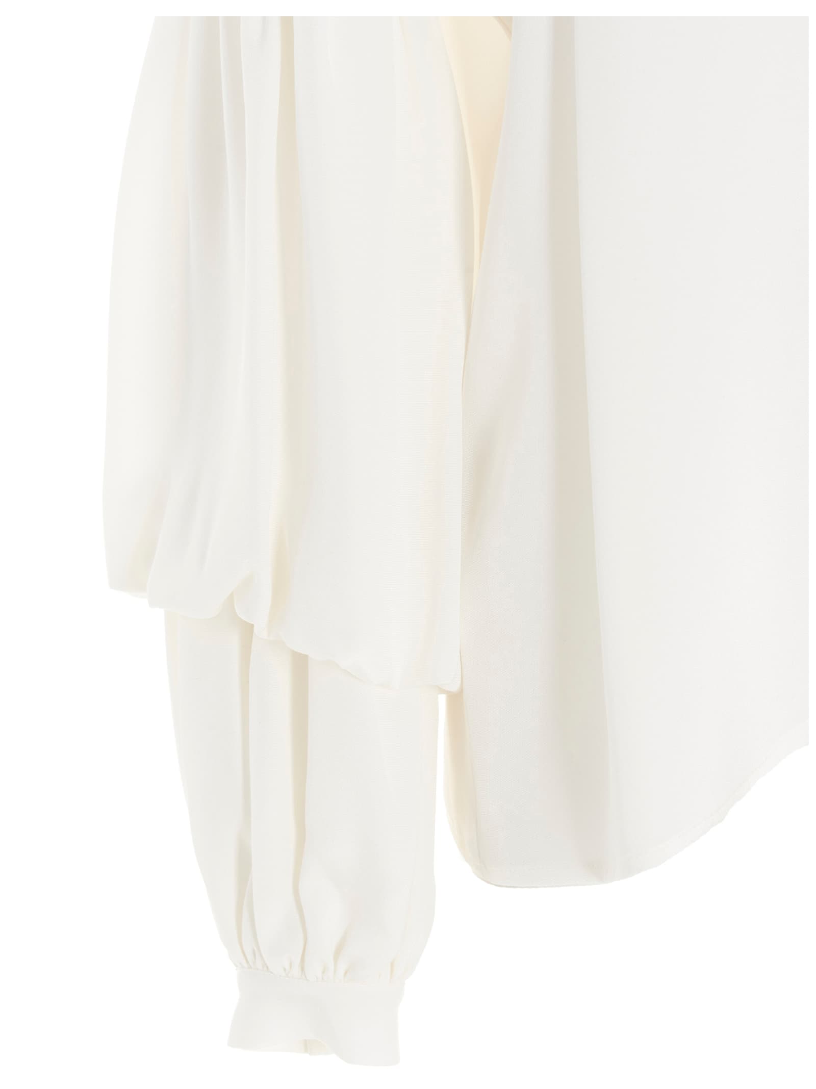 Puff-sleeve silk shirt - мініатюра 4