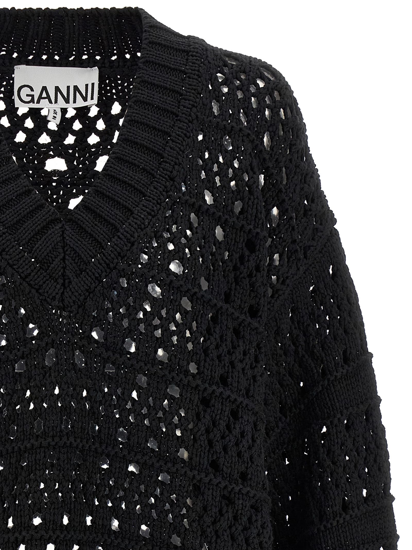 'Black Crochet V-neck' sweater - мініатюра 3