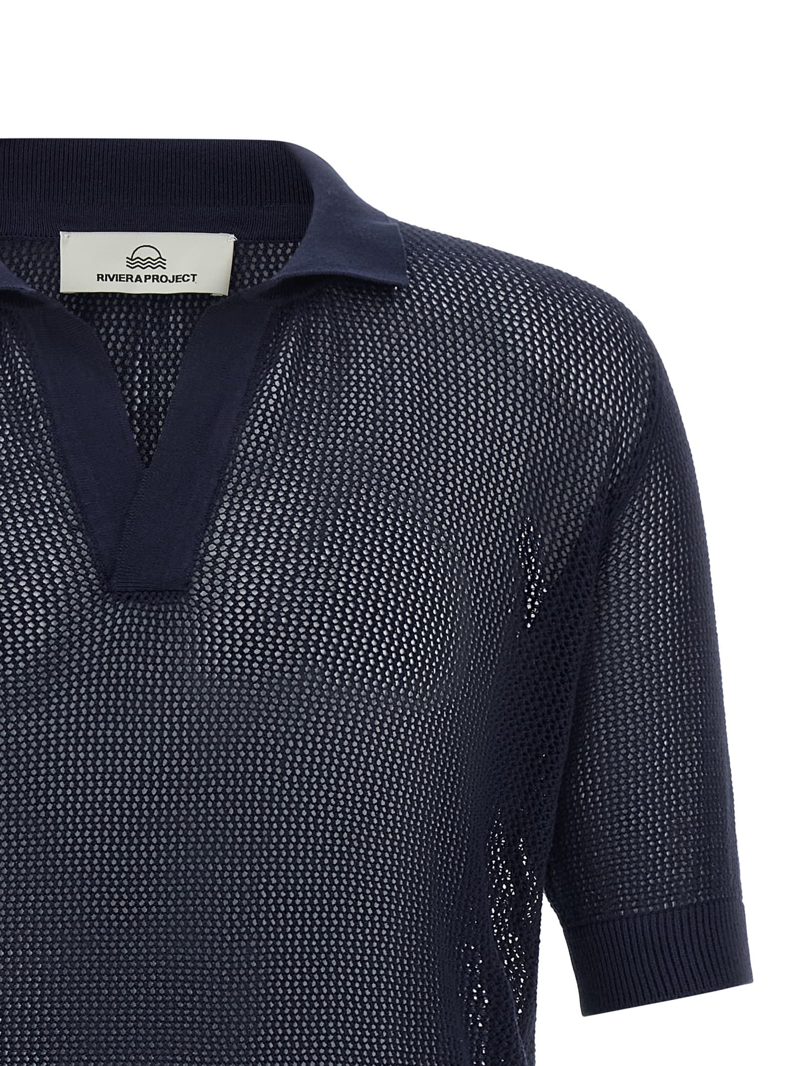 Openwork cotton polo shirt - мініатюра 3