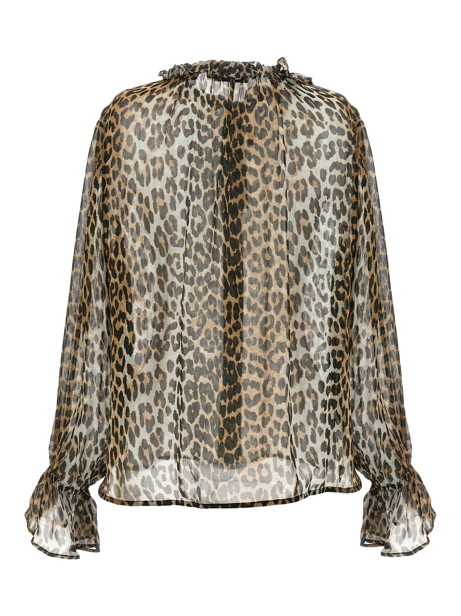 'Leopard Print Chiffon Tie String' shirt - мініатюра 2