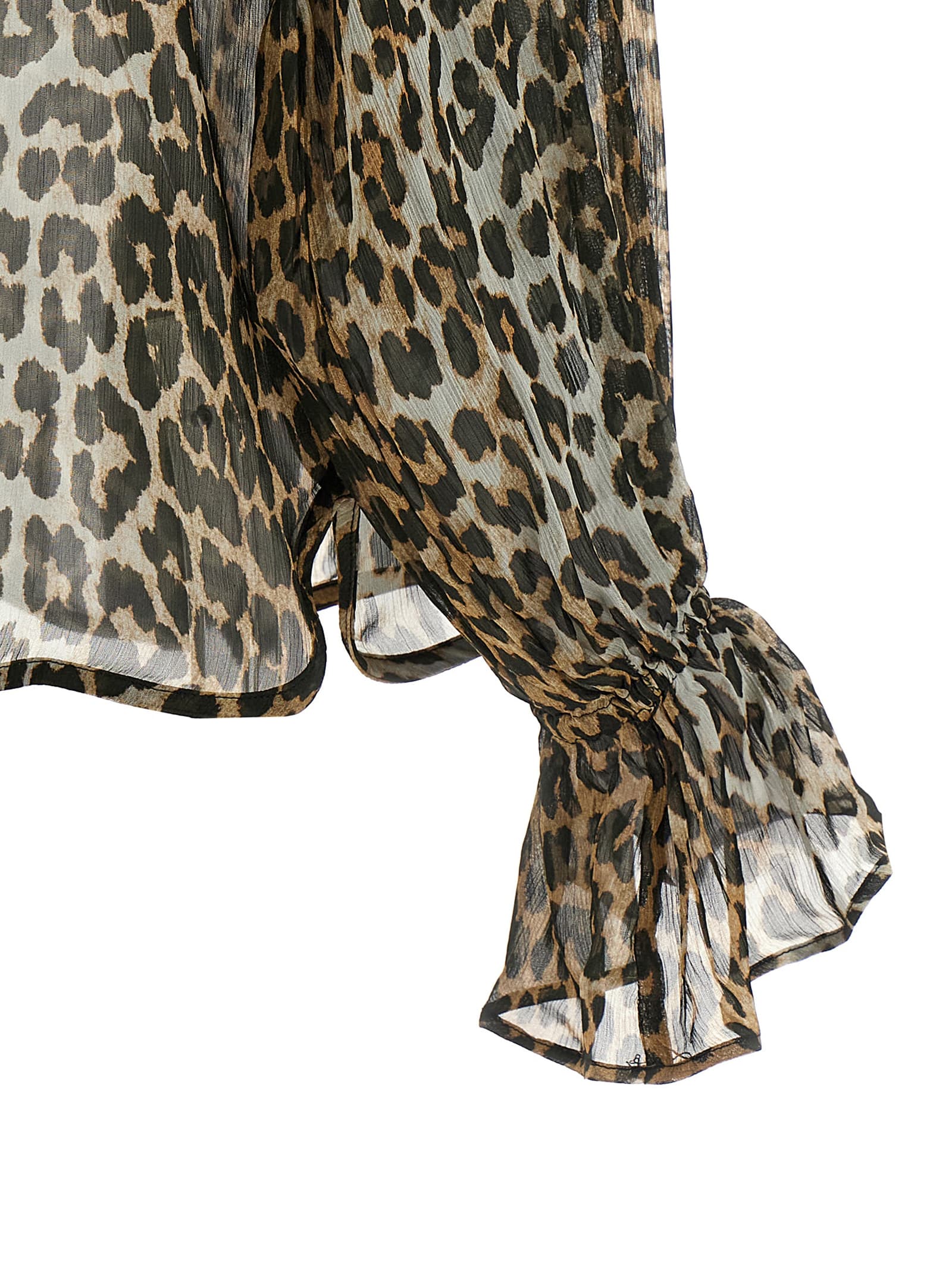 'Leopard Print Chiffon Tie String' shirt - мініатюра 4