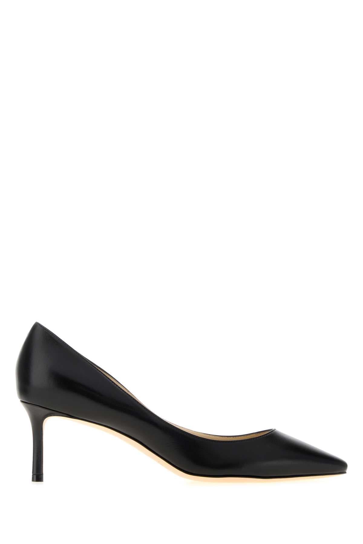 Black leather Romy 60 pumps