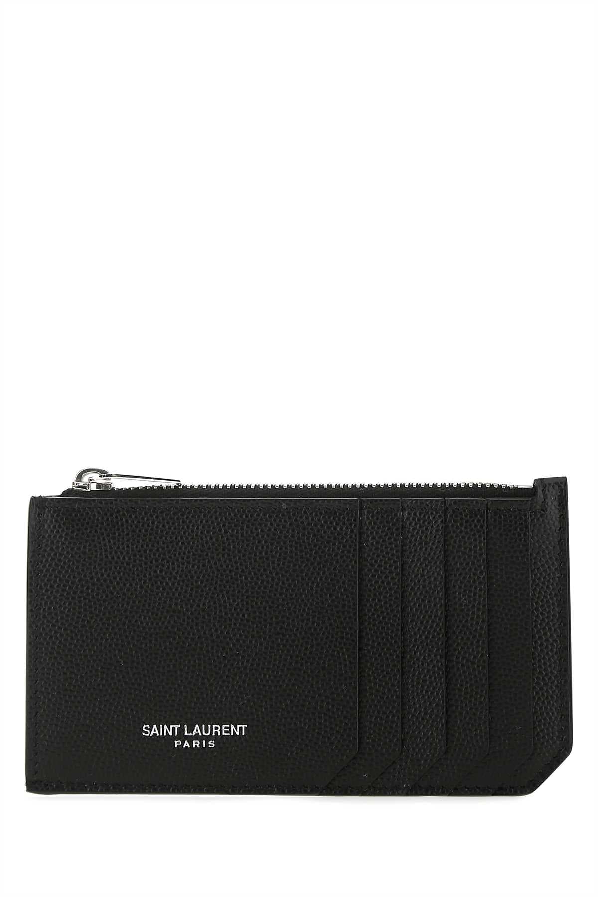 Black leather card holder