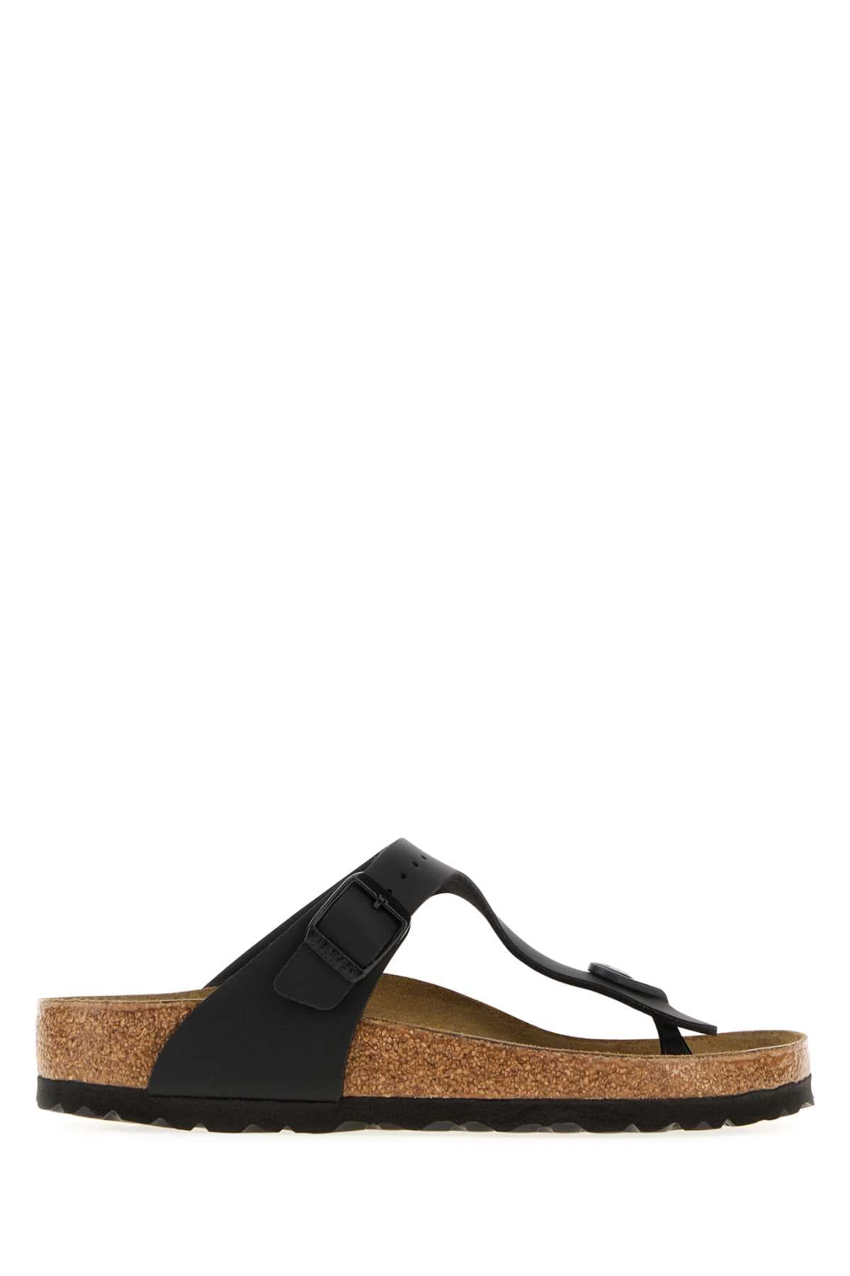 Black leather Gizeh thong slippers