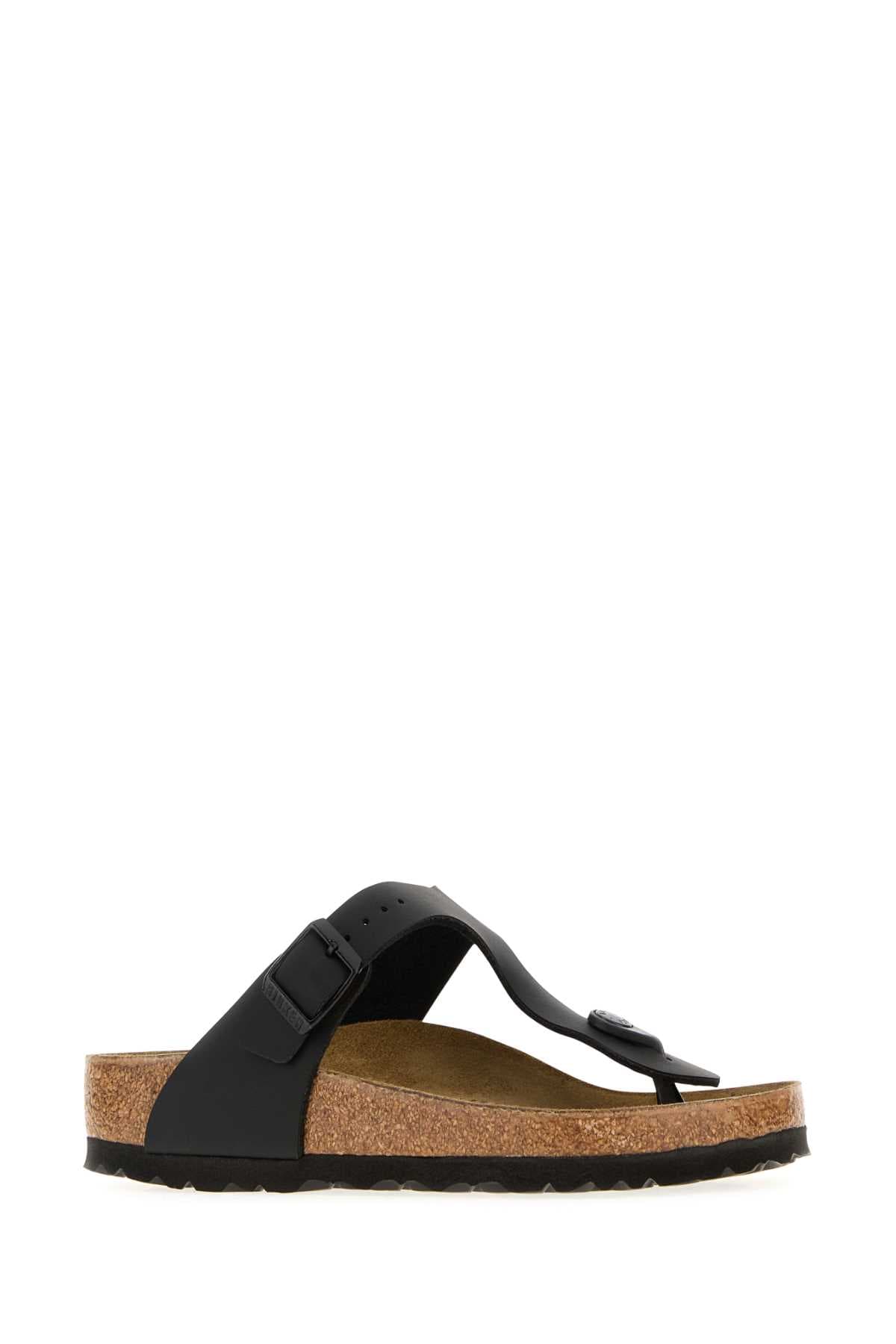 Black leather Gizeh thong slippers - мініатюра 2