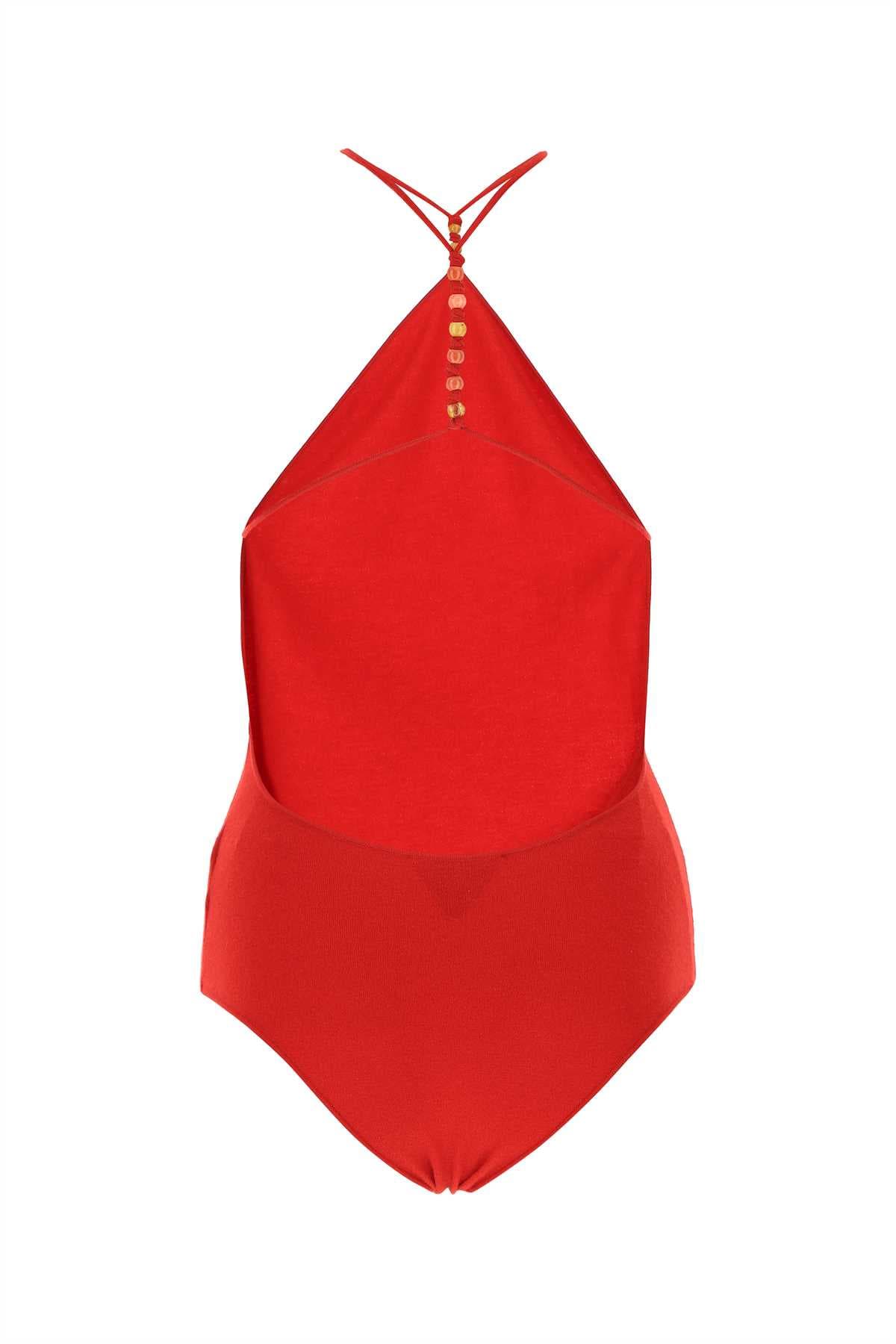 Red stretch cashmere blend bodysuit - мініатюра 2