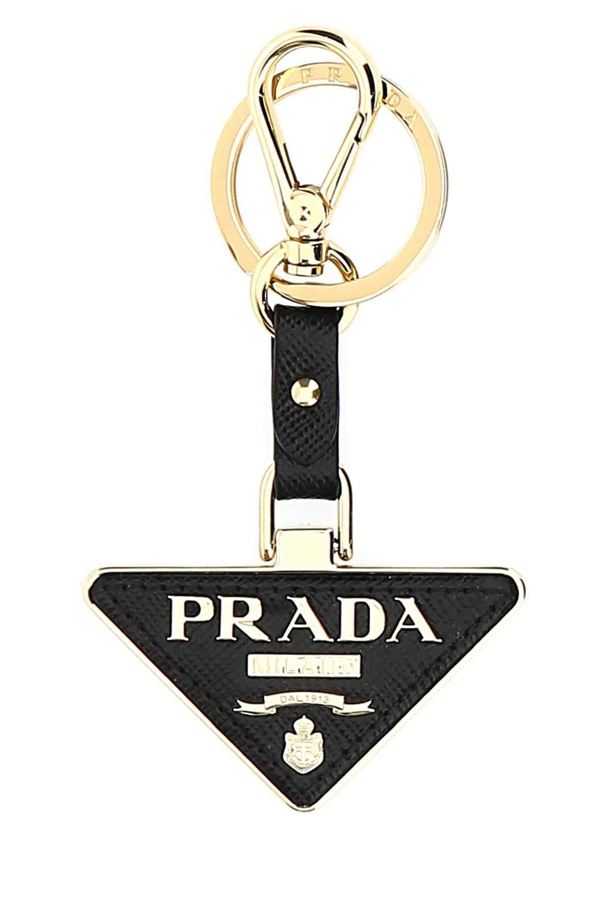 Two-tone metal and leather key ring