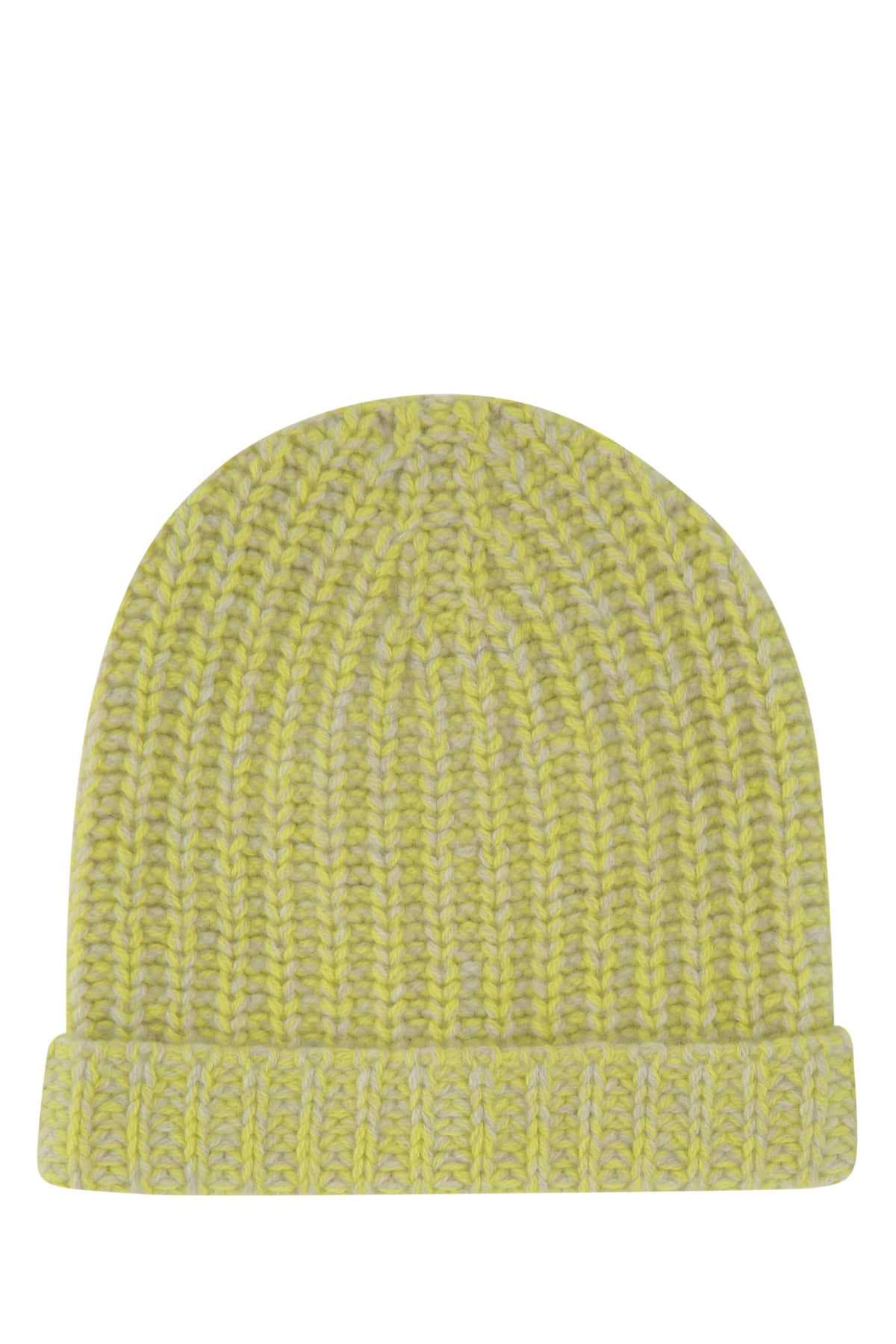 Two-tone cashmere beanie hat