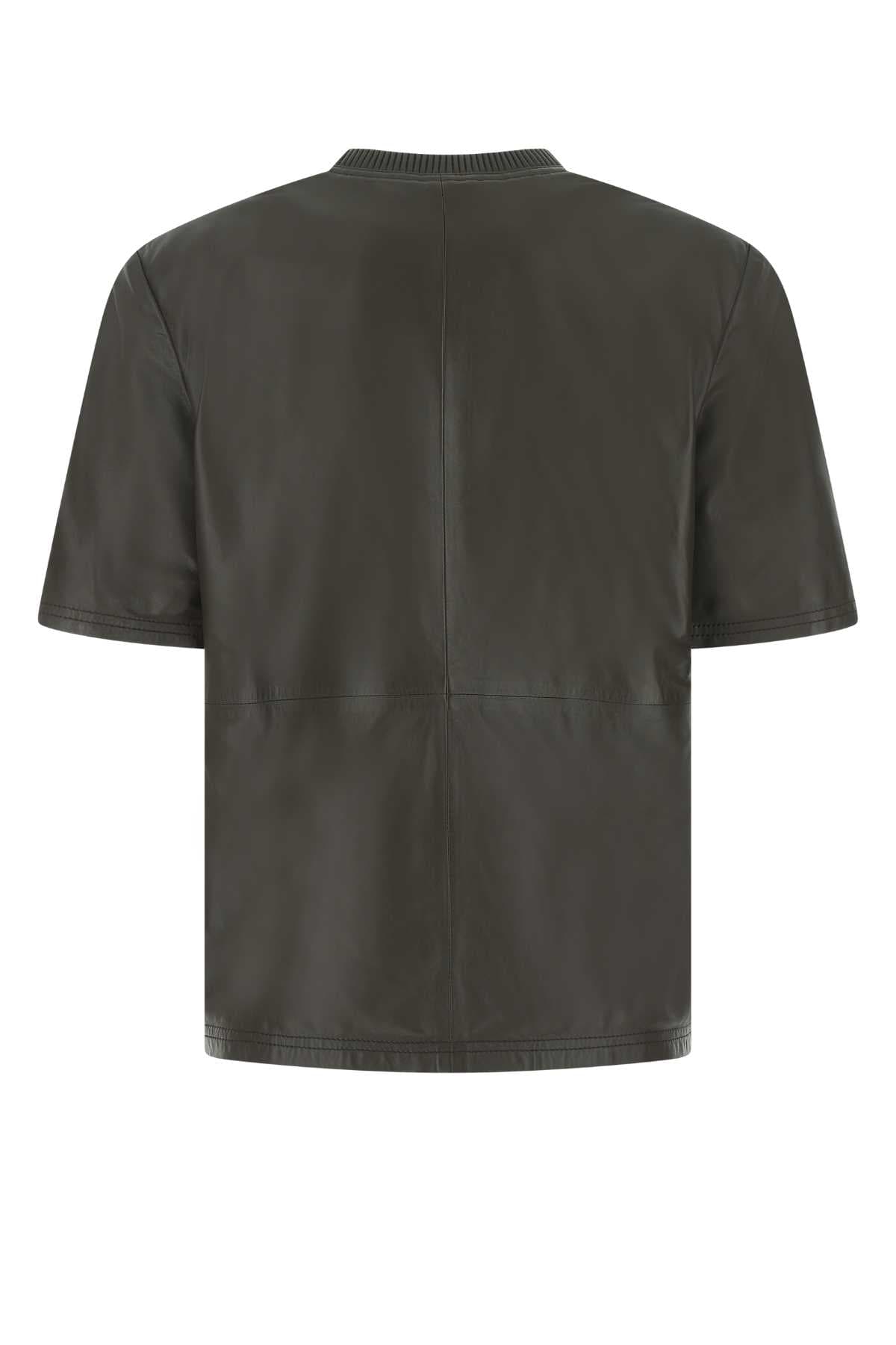 Dark brown leather t-shirt - мініатюра 2