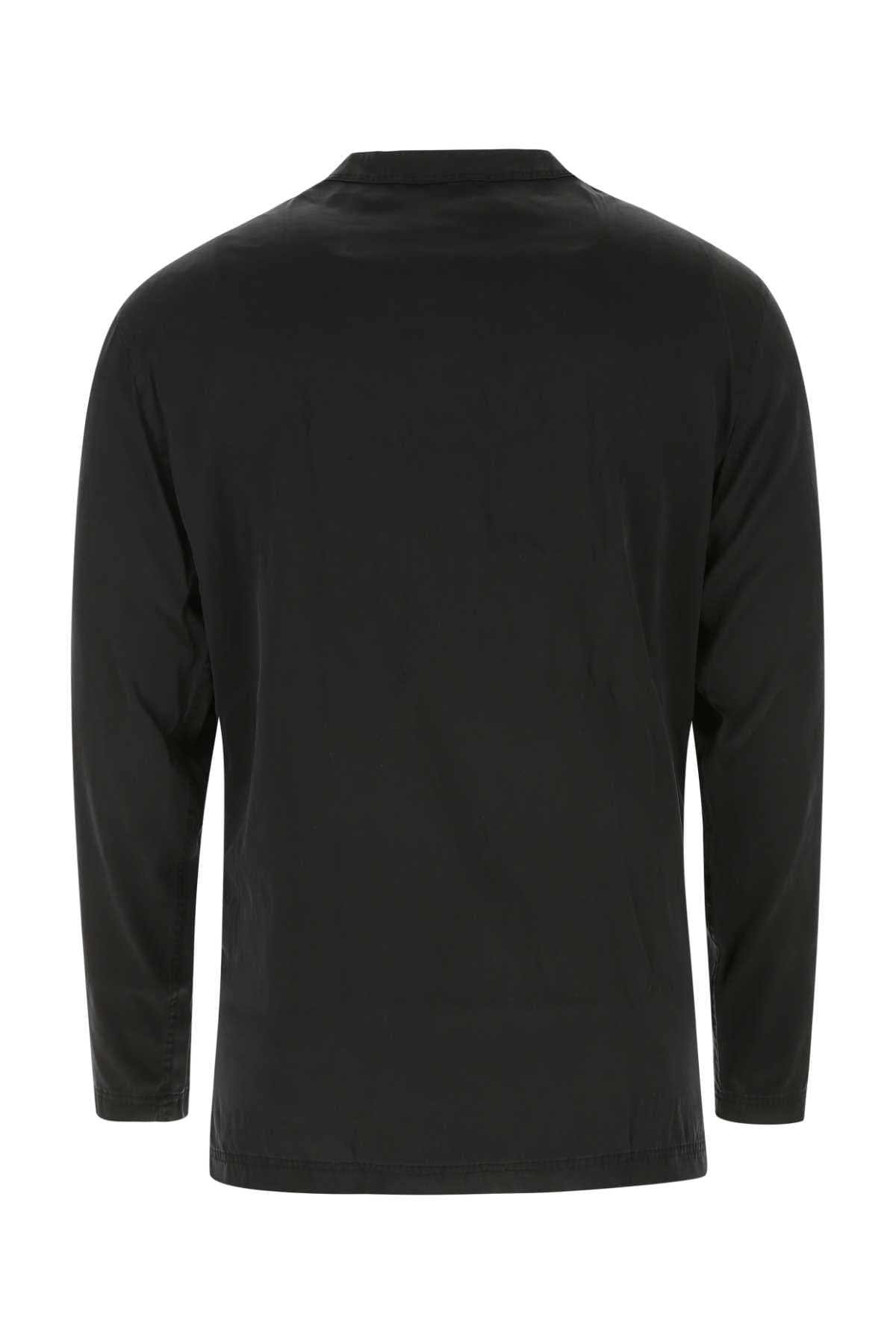 Black stretch satin pyjama shirt - мініатюра 2