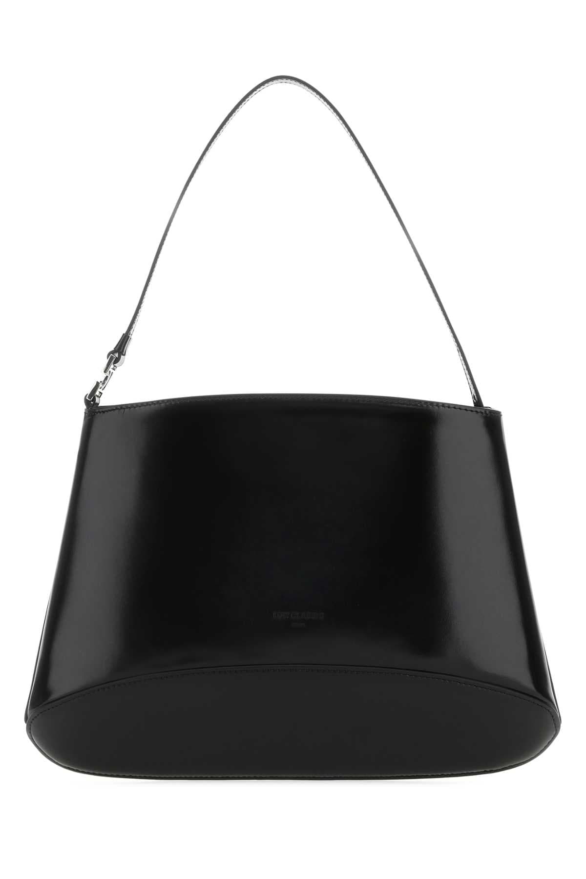 Black leather handbag