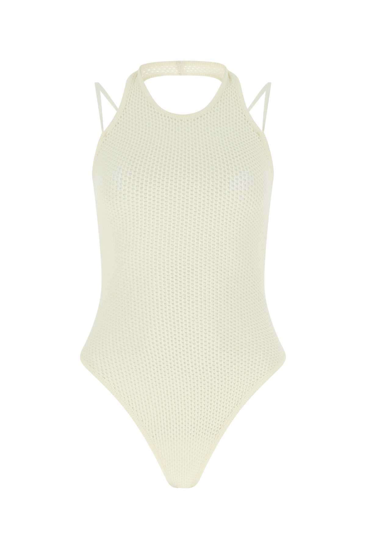 Ivory stretch viscose blend bodysuit