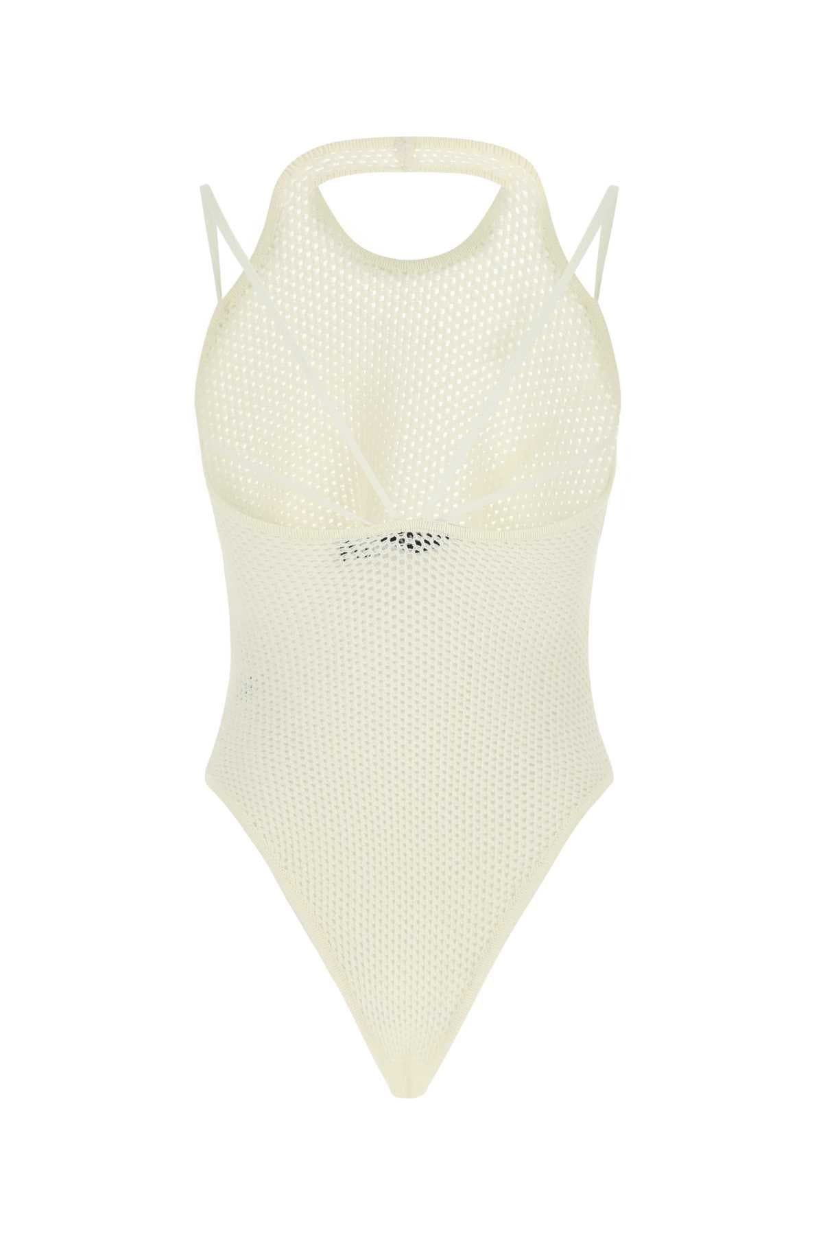 Ivory stretch viscose blend bodysuit - мініатюра 2
