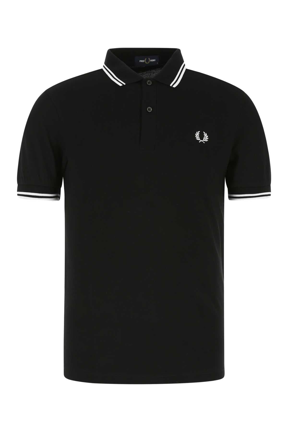 Black piquet polo shirt