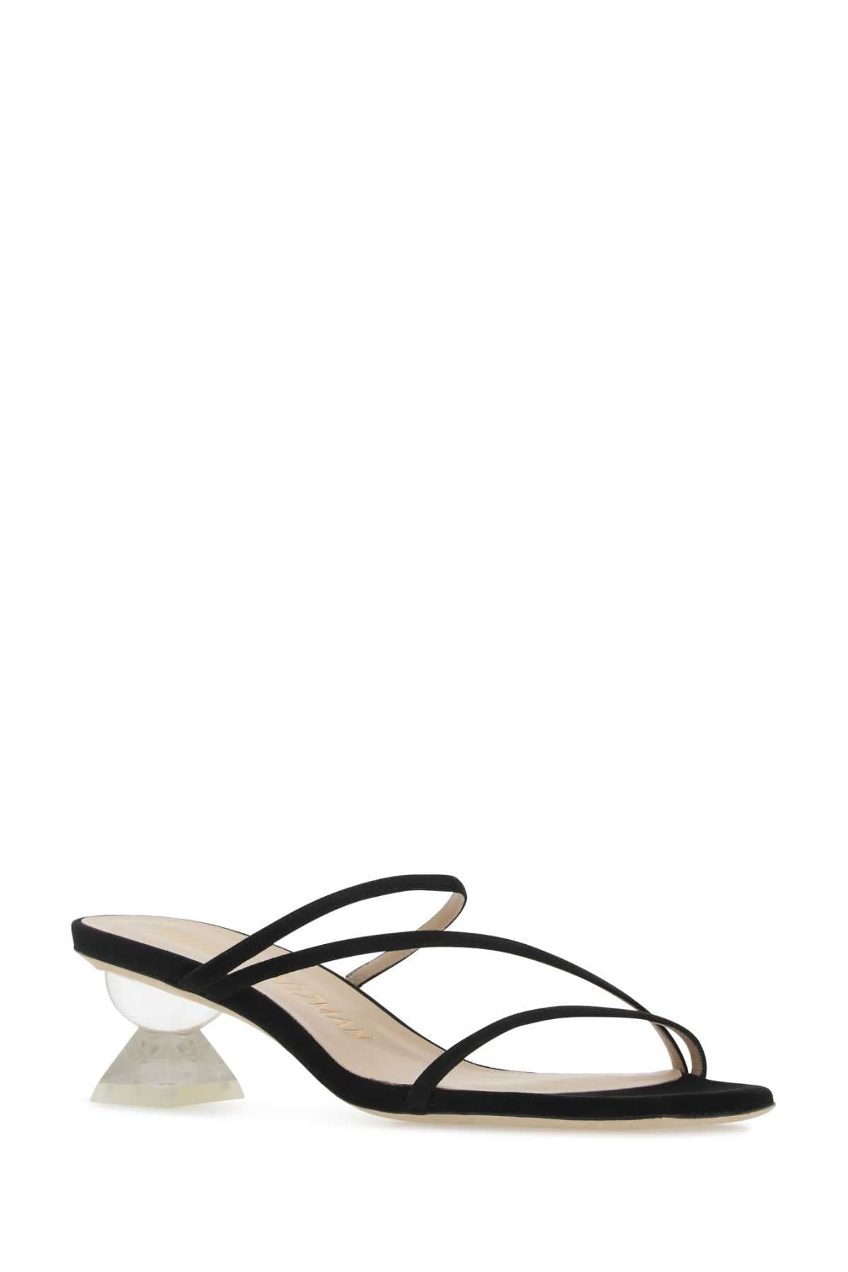 Black suede Lucite Sculpt mules - мініатюра 2