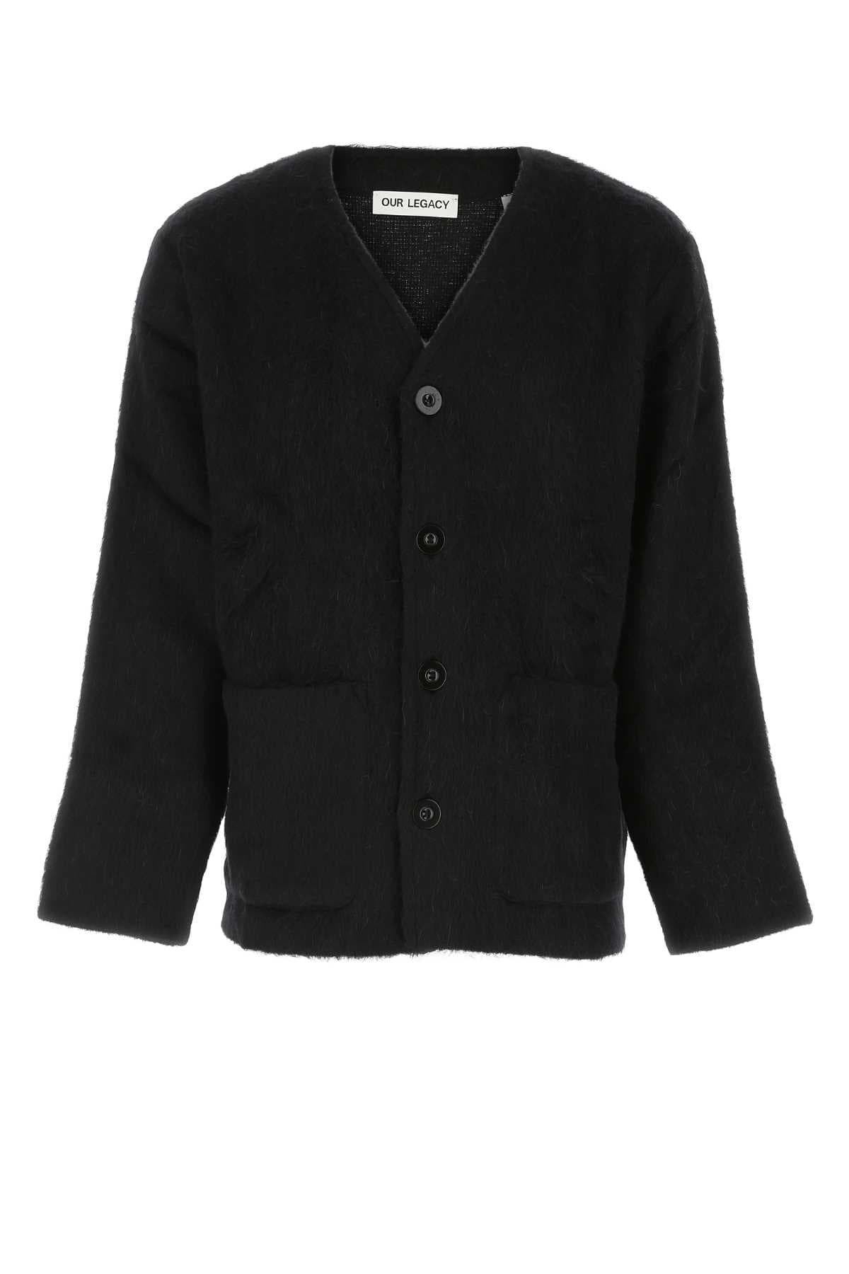 Black wool blend cardigan