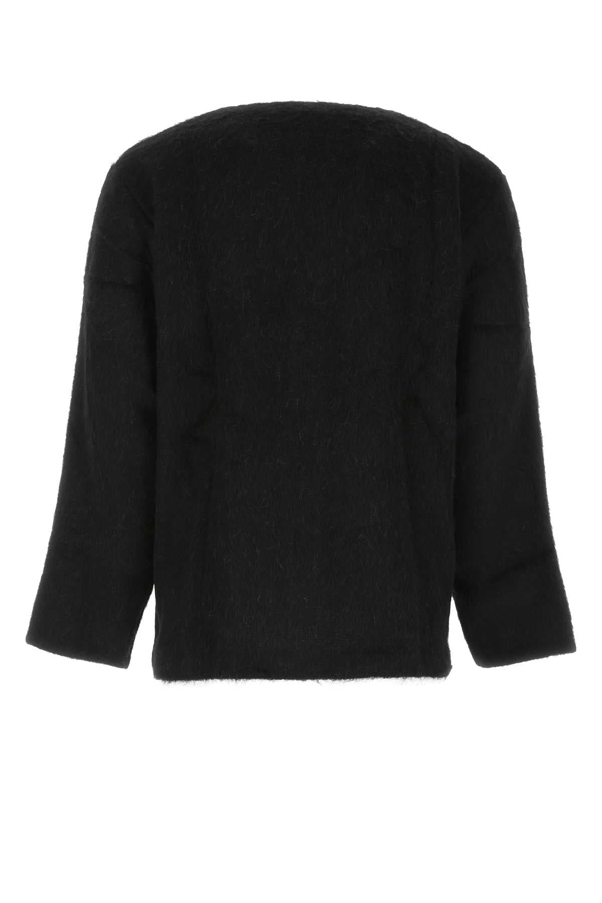 Black wool blend cardigan - мініатюра 2