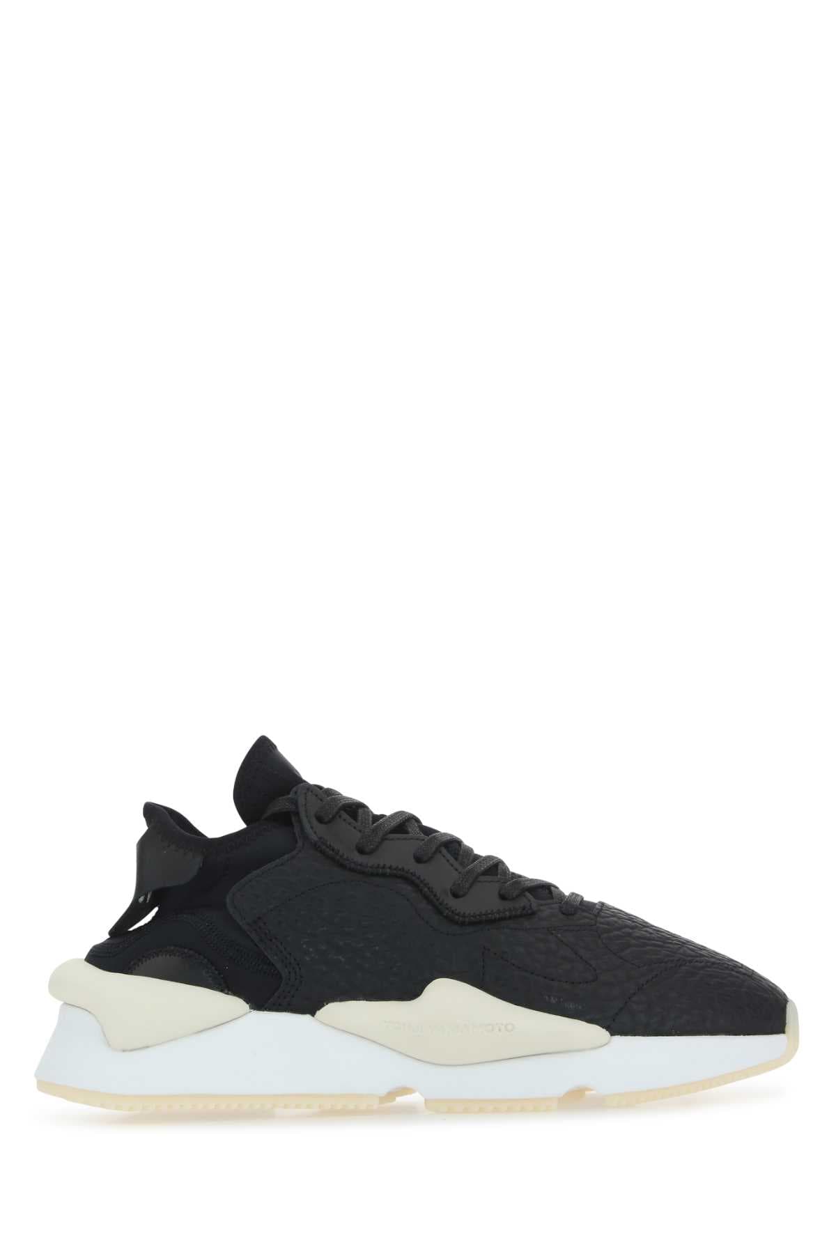 Black leather and fabric Y-3 Kaiwa sneakers