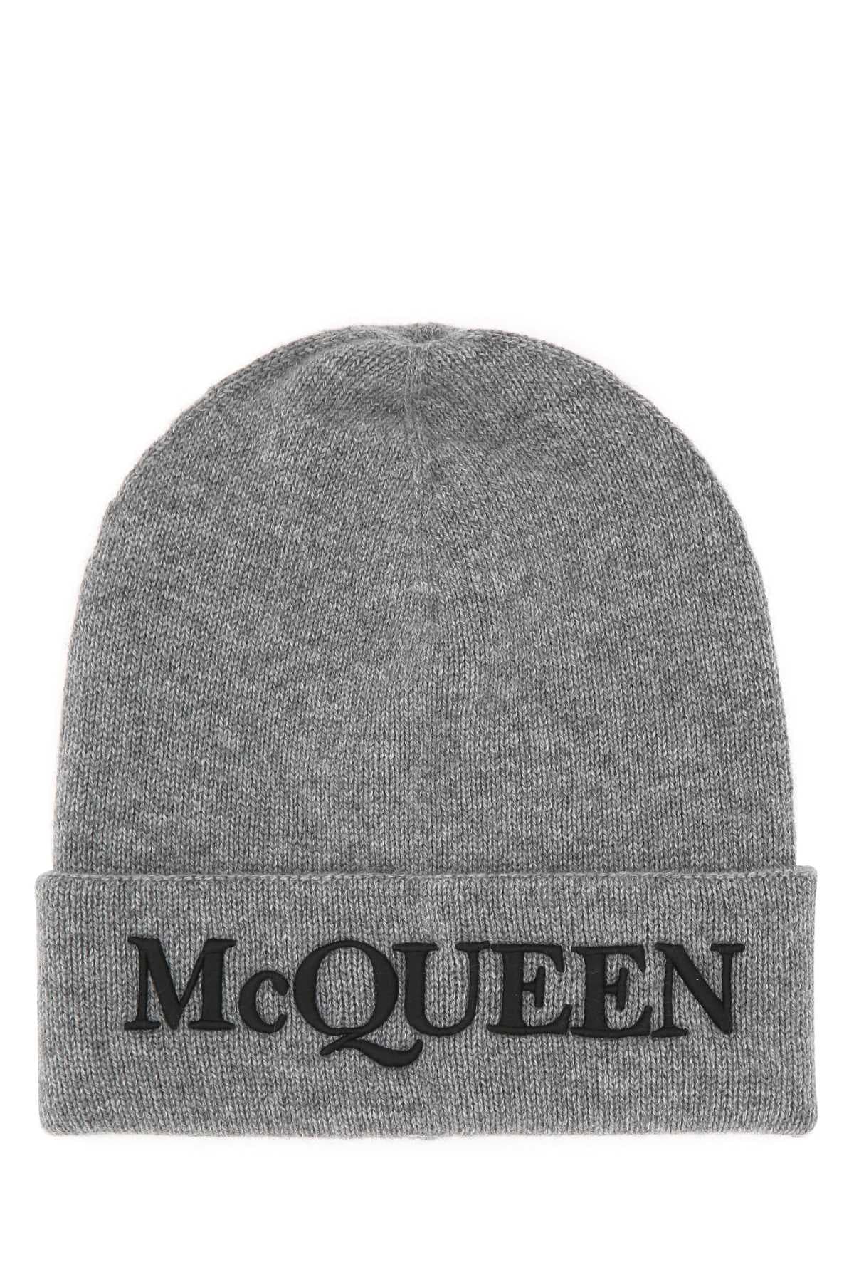 Grey cashmere beanie hat