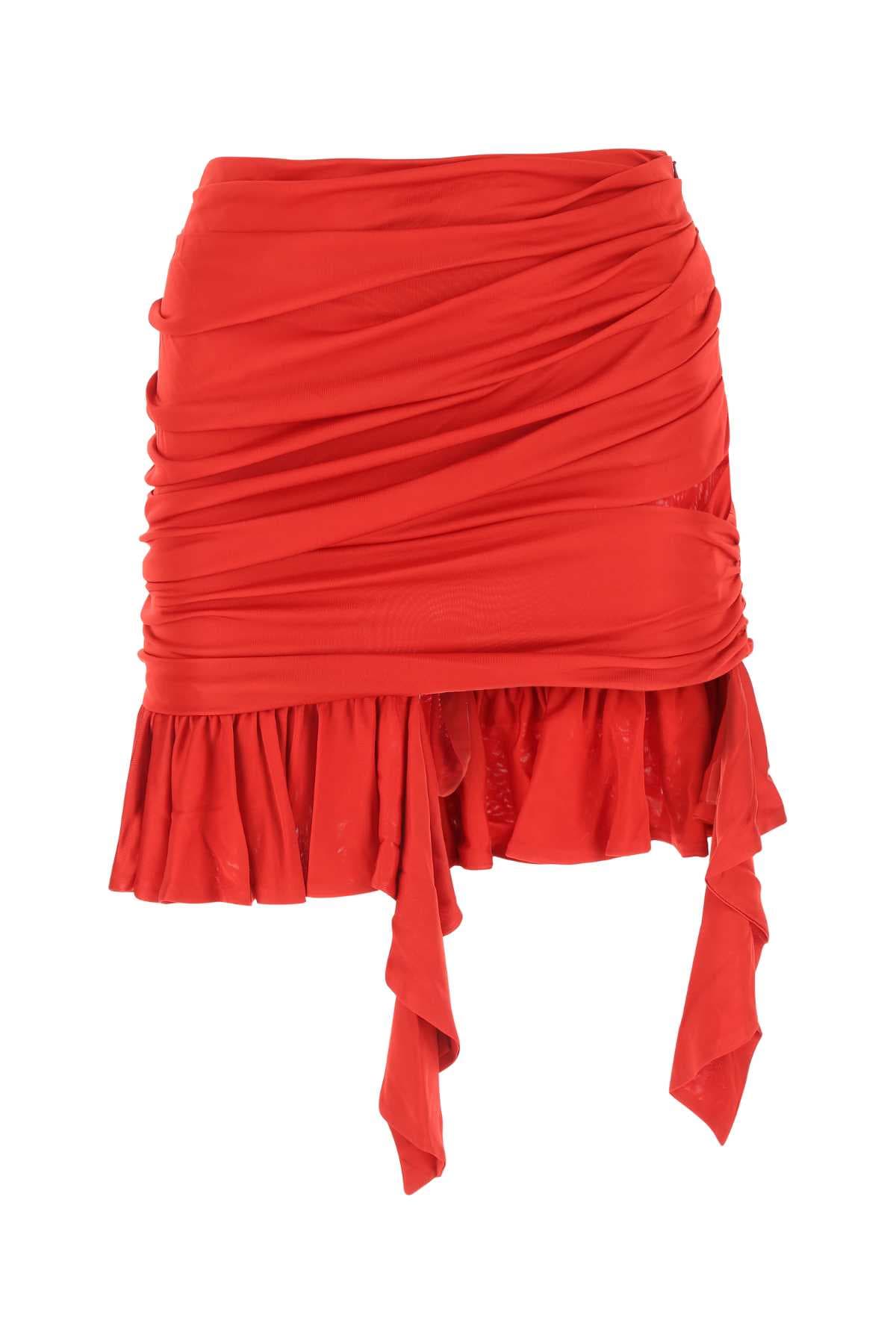 Red viscose mini skirt