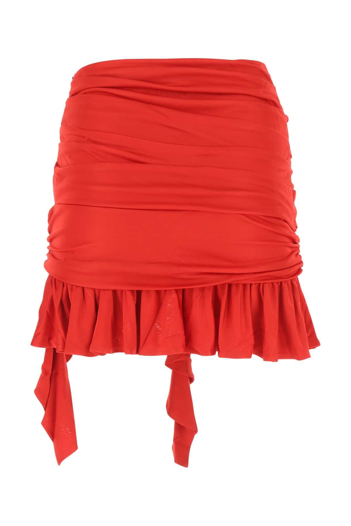 Red viscose mini skirt - мініатюра 2