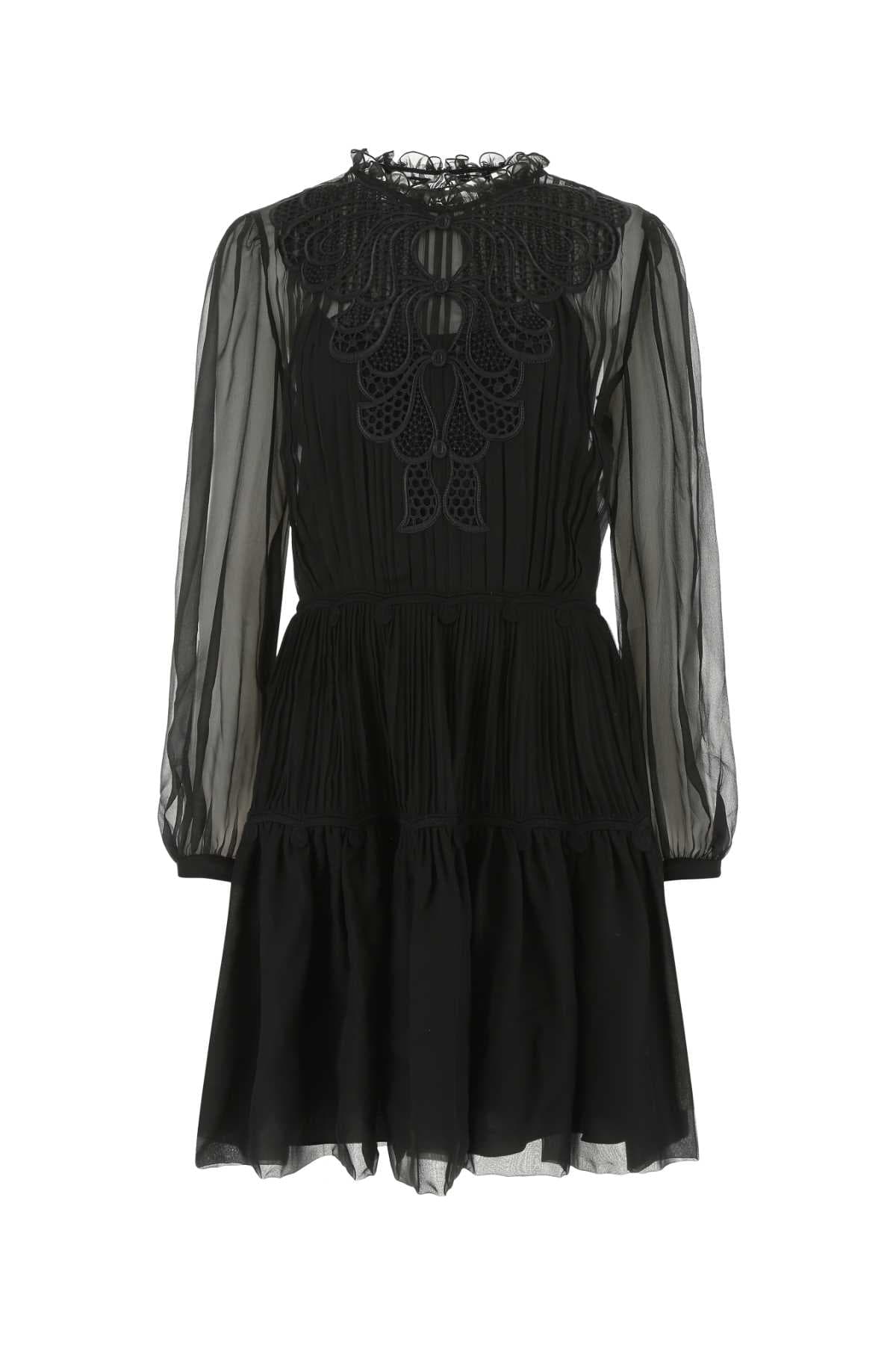 Black chiffon mini dress