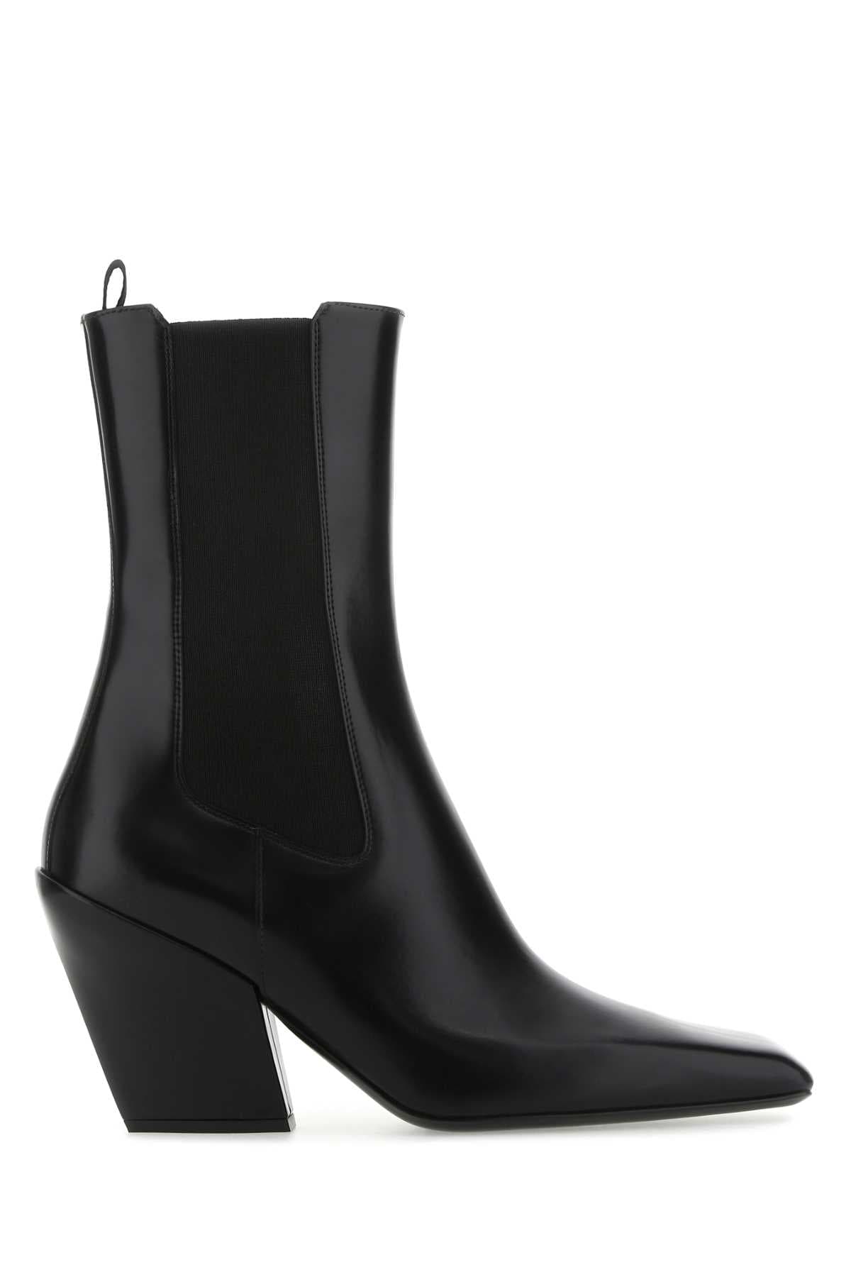 Black leather ankle boots