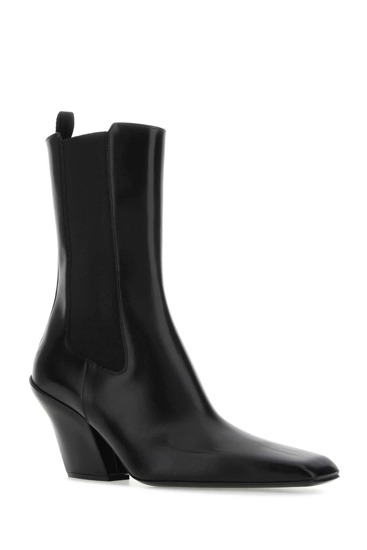 Black leather ankle boots - мініатюра 2