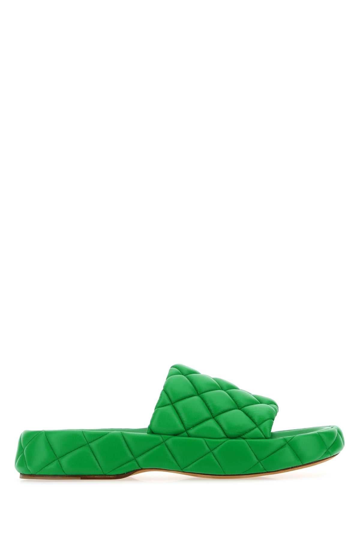 Grass green leather Padded sandals