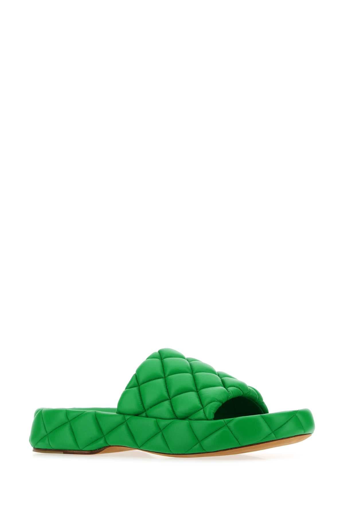 Grass green leather Padded sandals - мініатюра 2