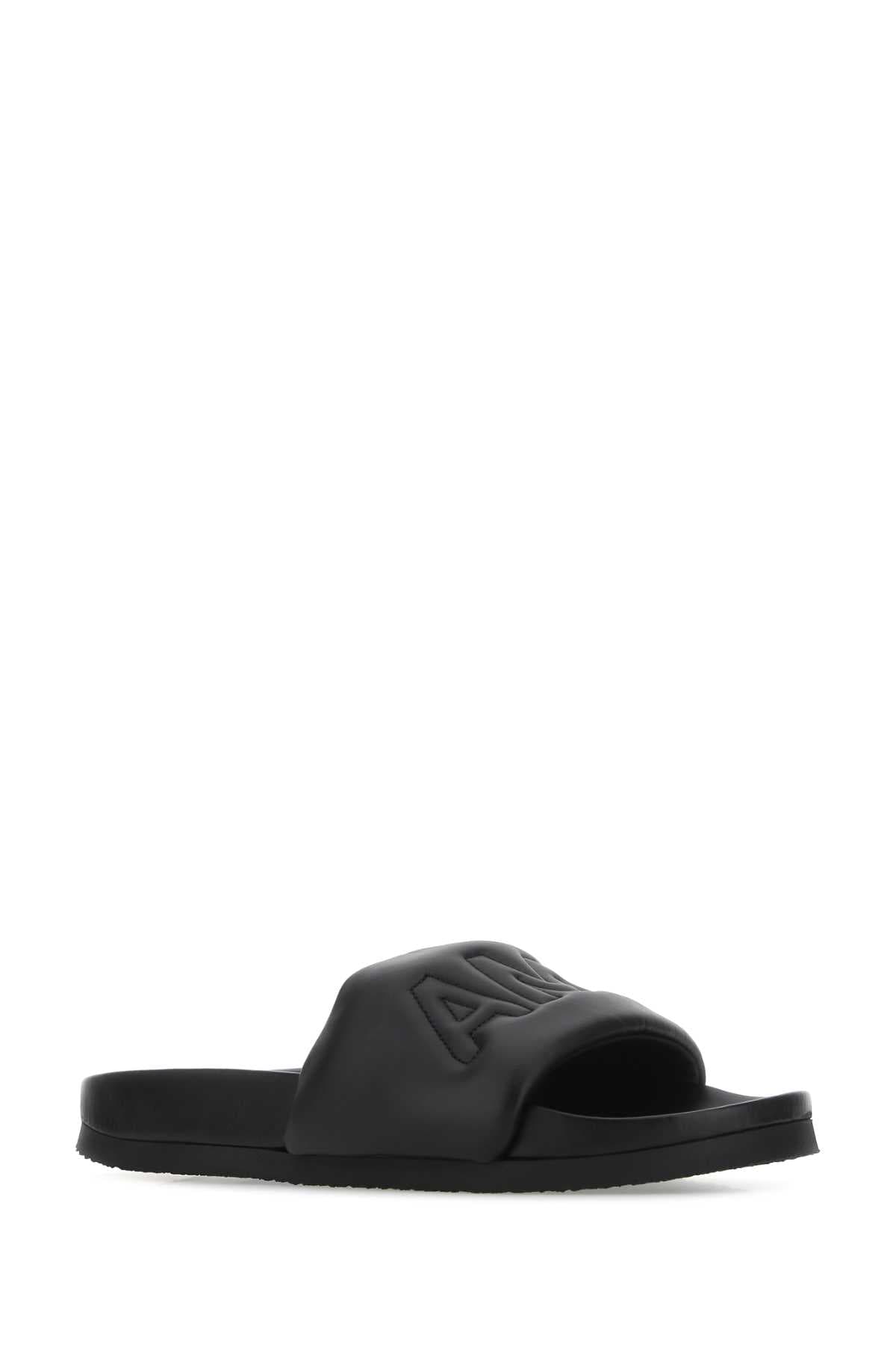 Black leather slippers - мініатюра 2