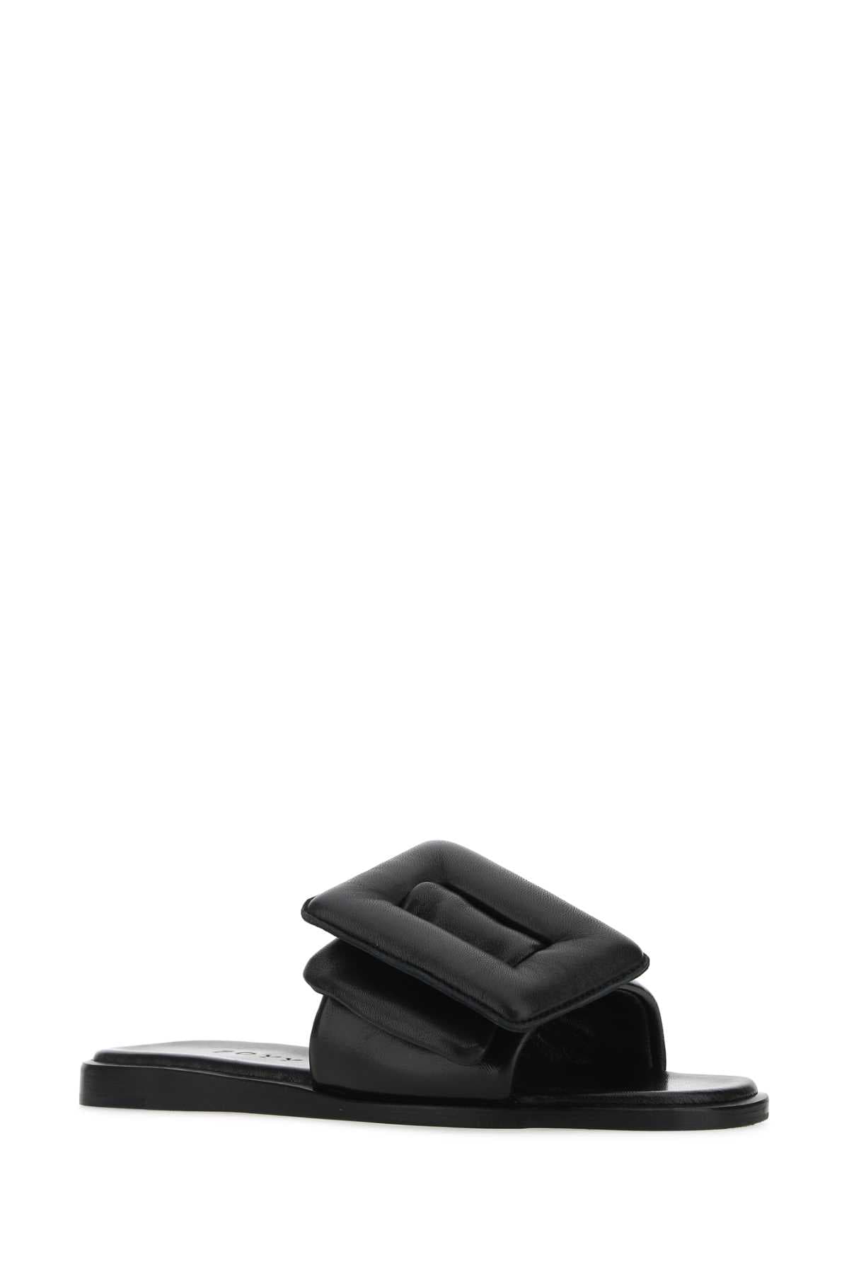 Black leather Puffy slippers - мініатюра 2