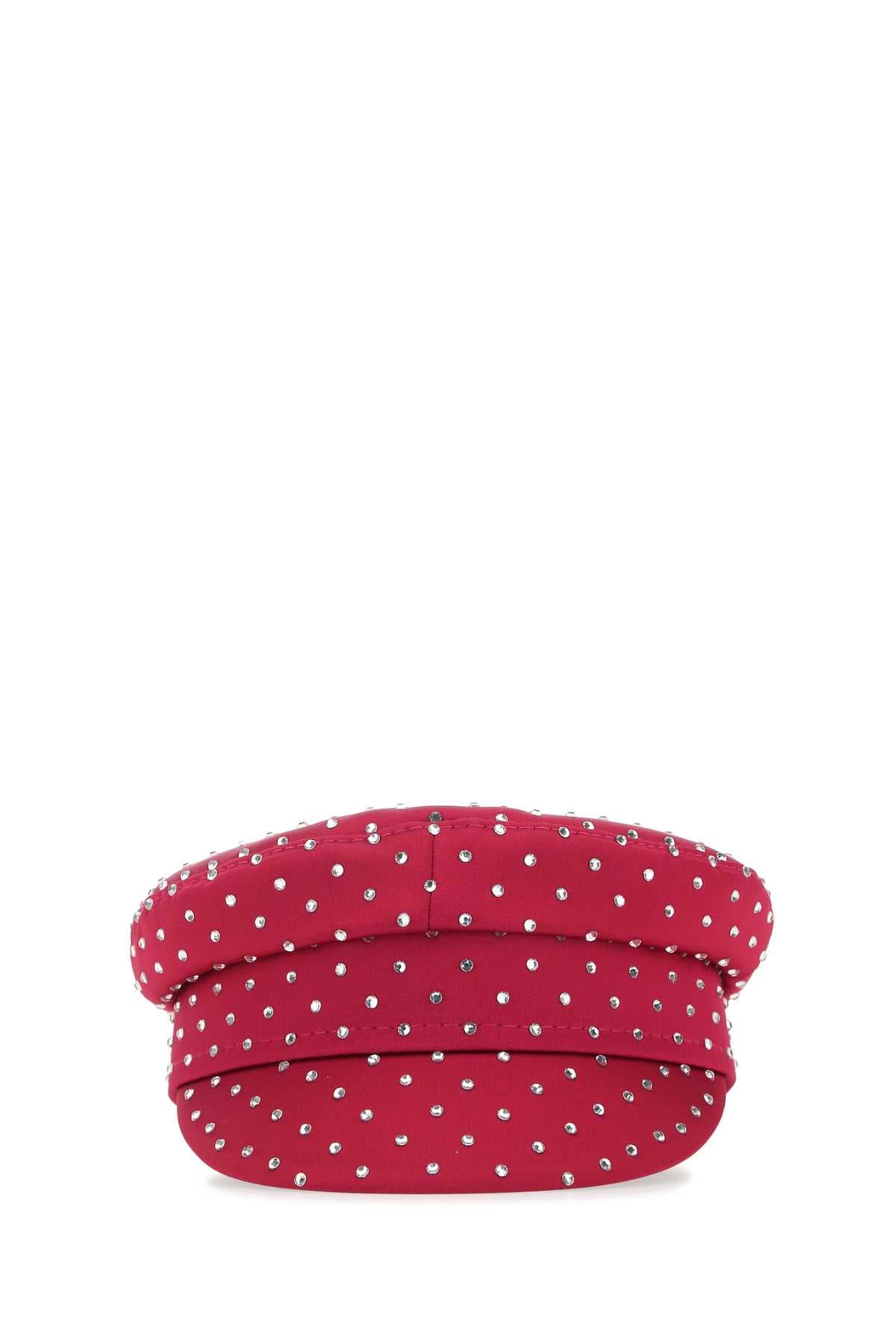 Tyrian purple satin baker boy hat