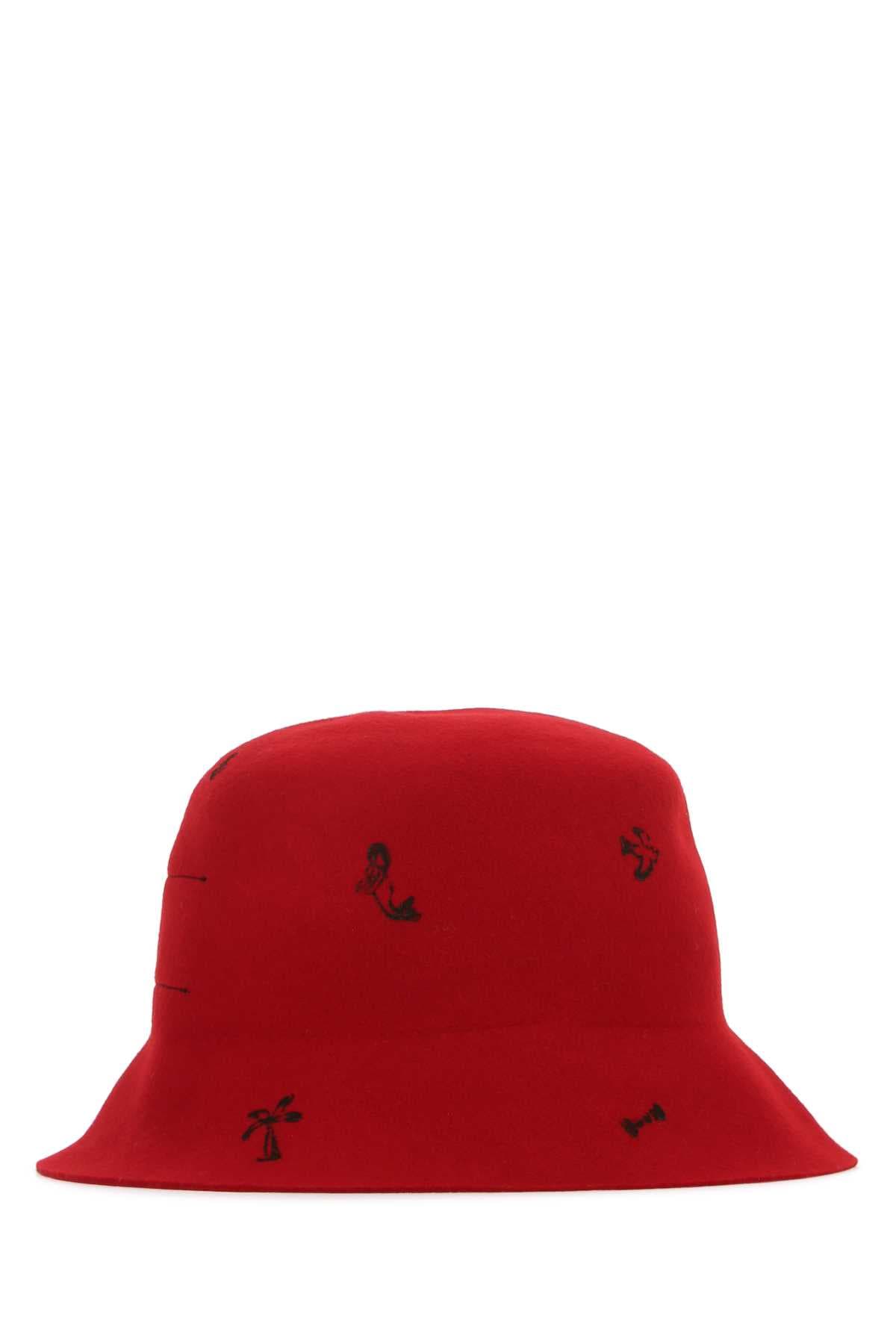 Red felt Freya bucket hat - мініатюра 2