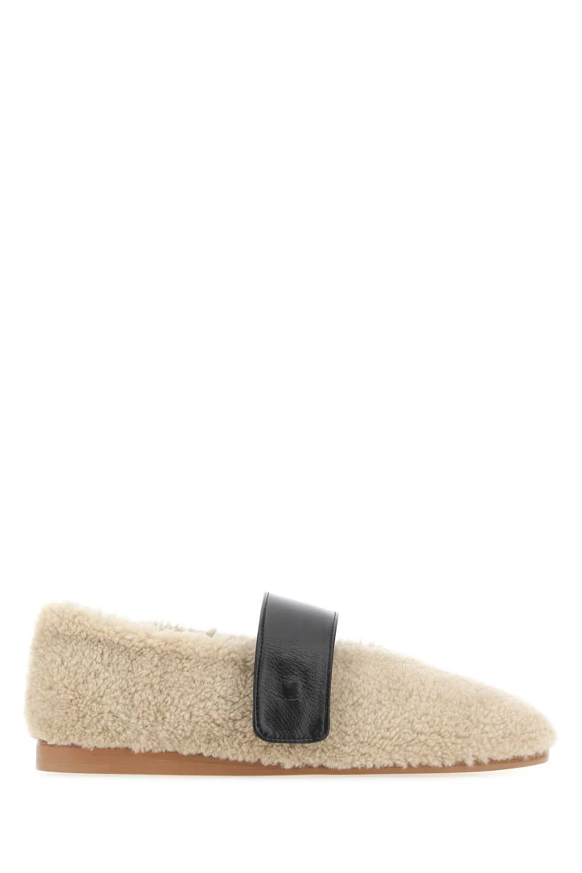 Beige teddy Mary Jane ballerinas