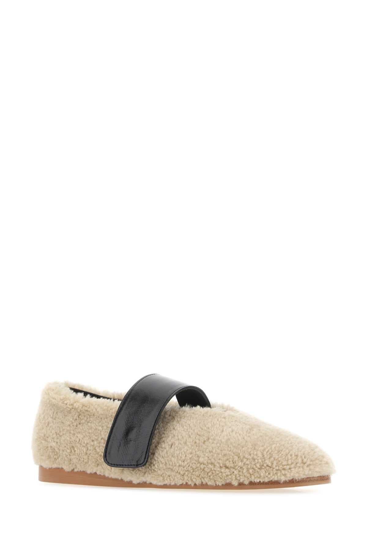 Beige teddy Mary Jane ballerinas - мініатюра 2