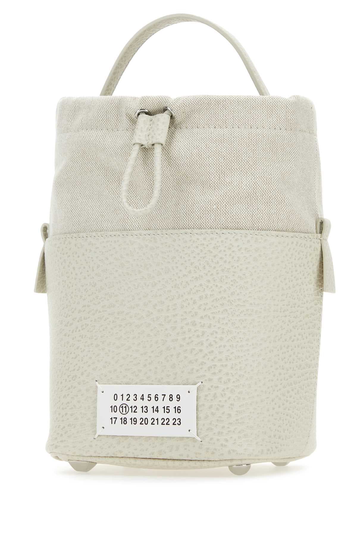 Chalk leather and canvas mini 5AC bucket bag - мініатюра 2