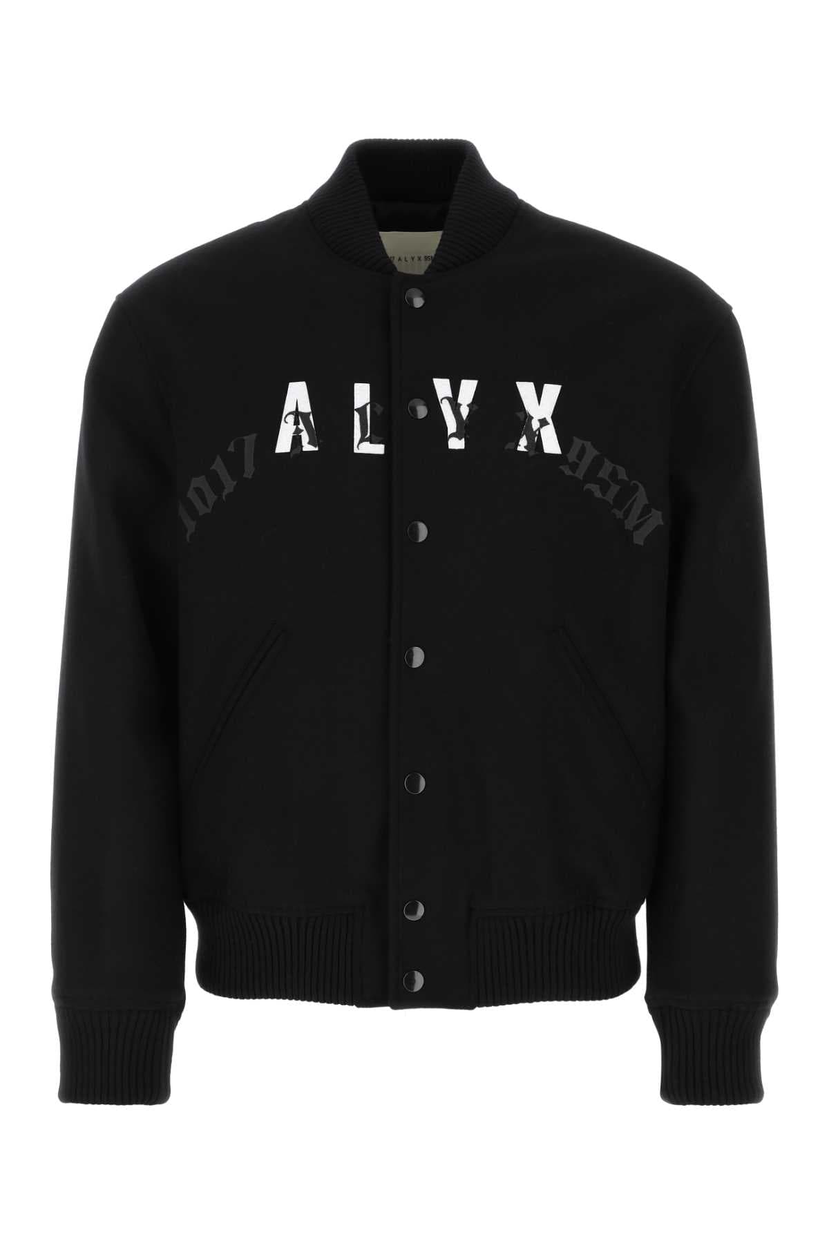 Black wool blend bomber jacket