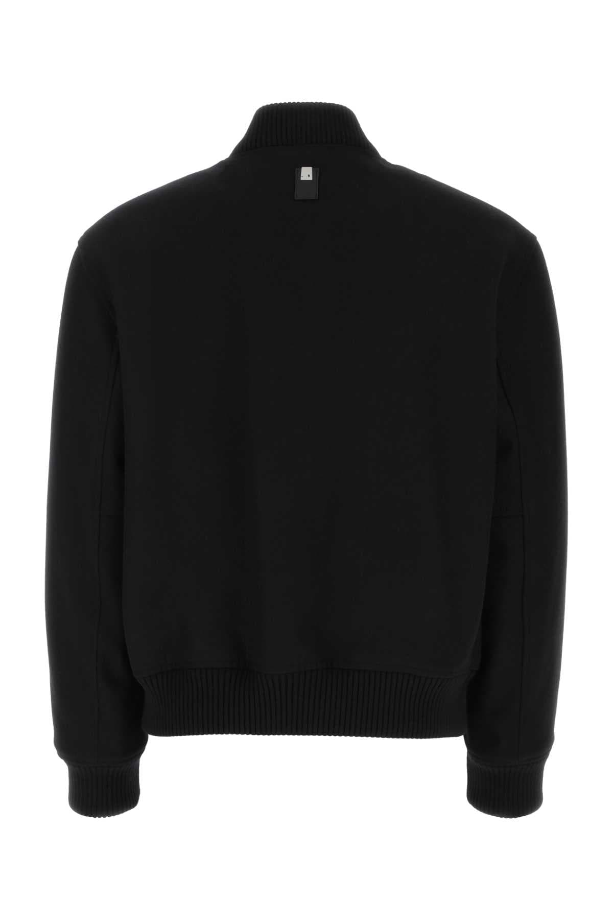 Black wool blend bomber jacket - мініатюра 2