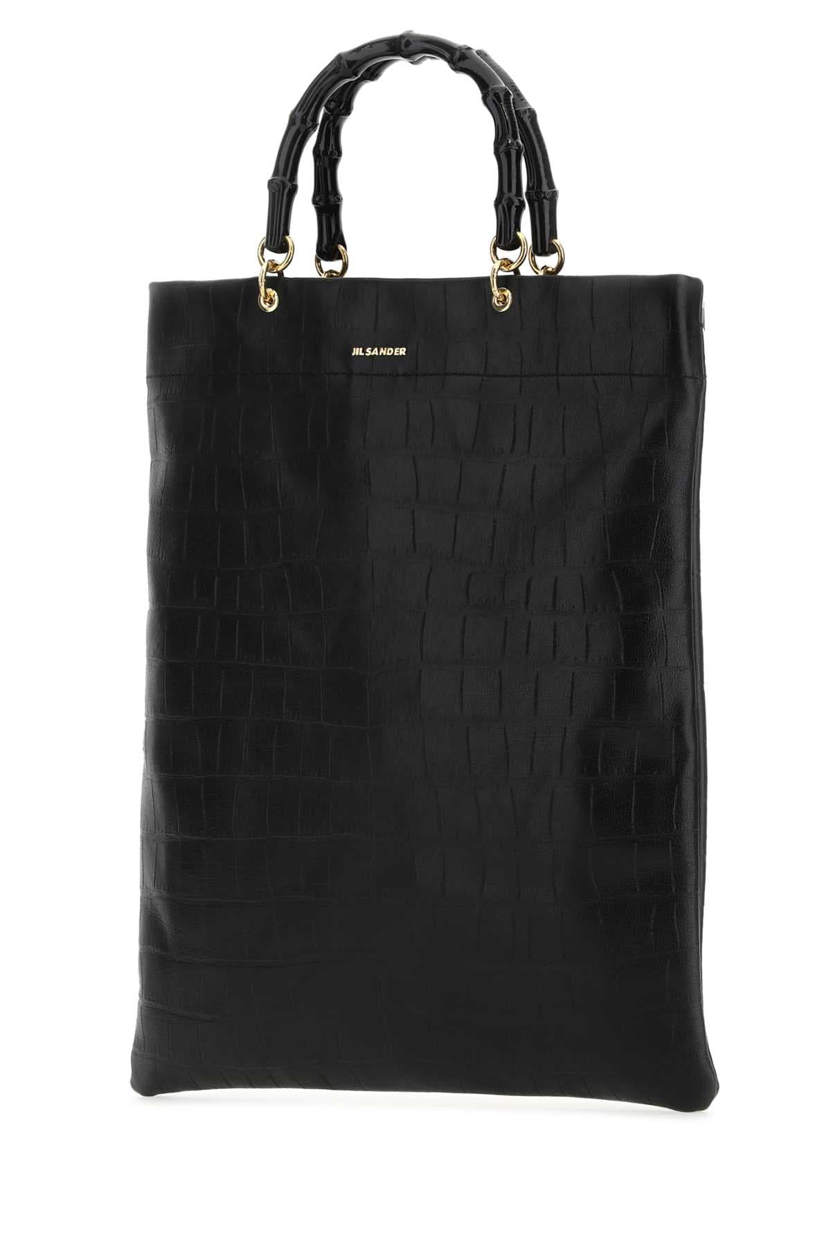 Black leather medium shopping bag - мініатюра 2