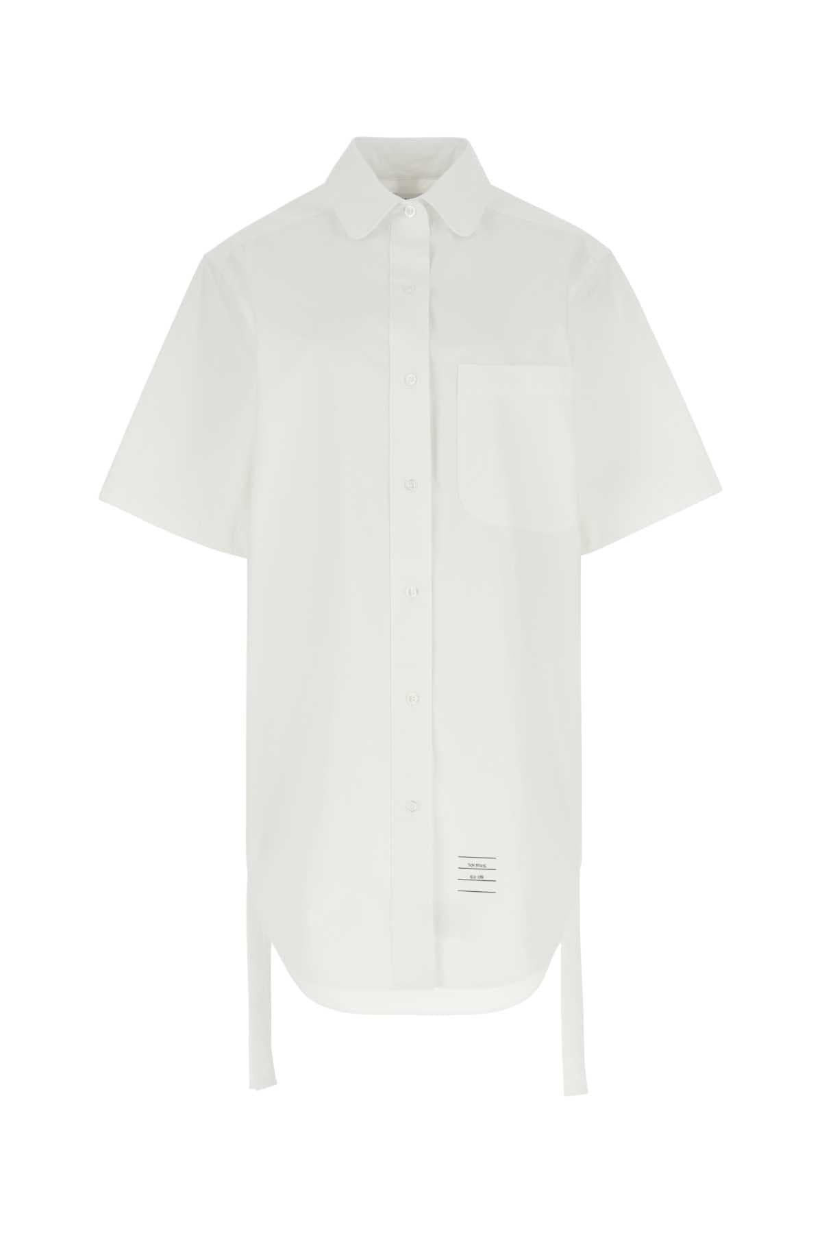 White poplin shirt mini dress