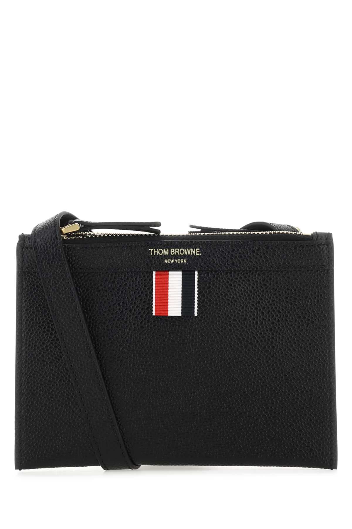 Black leather mini document holder