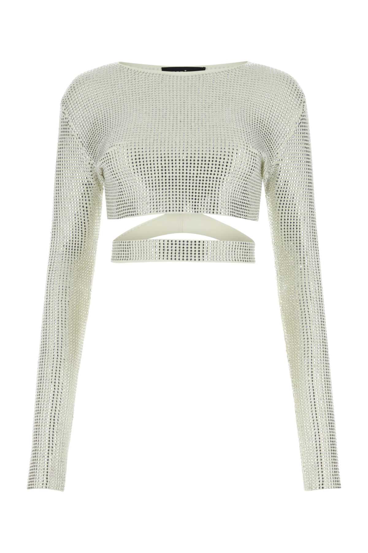 Embellished viscose blend top