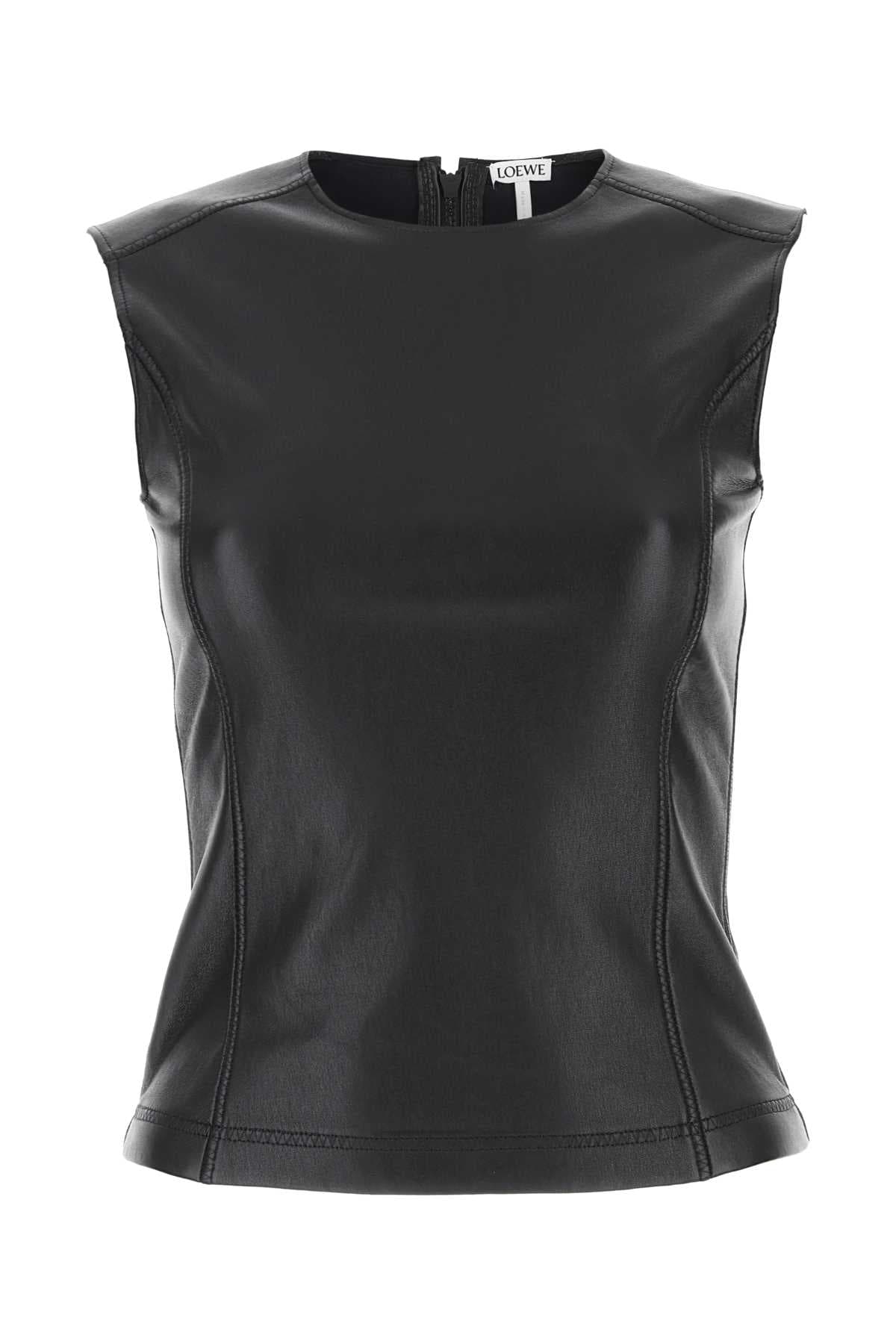 Black leather and fabric top