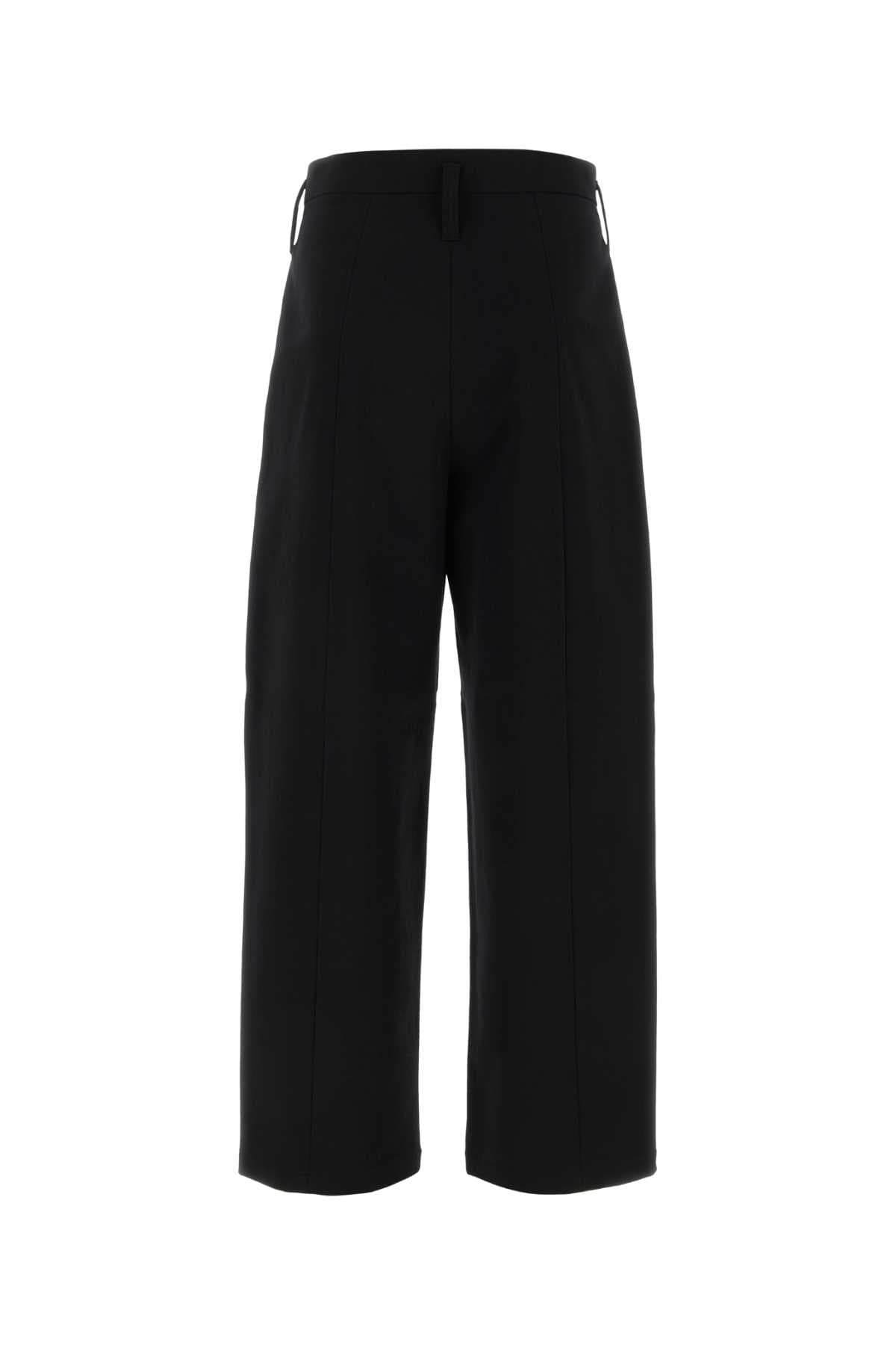 Black stretch cotton wide-leg pant - мініатюра 2