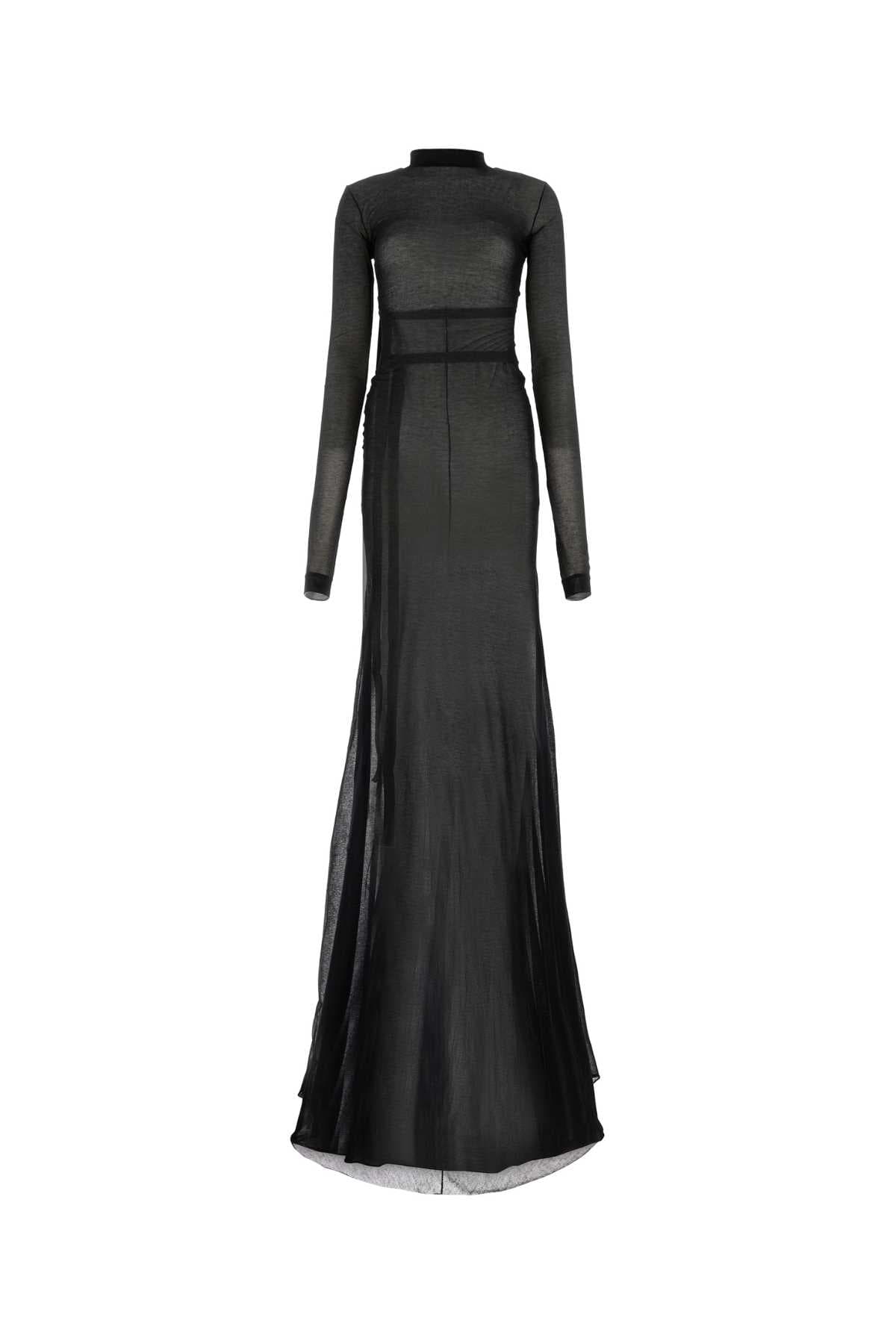 Black cotton blend long dress