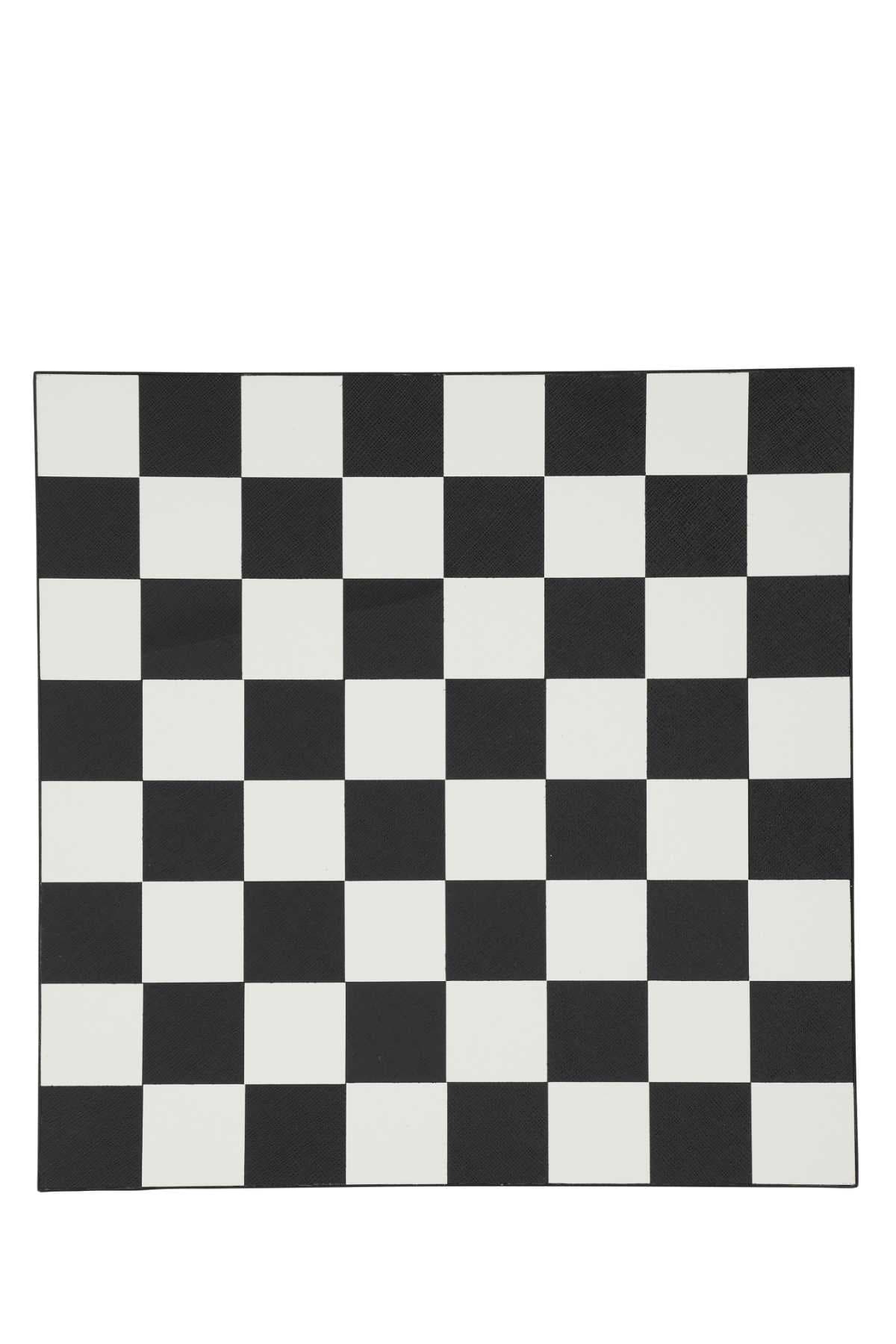 Black leather checkers game kit