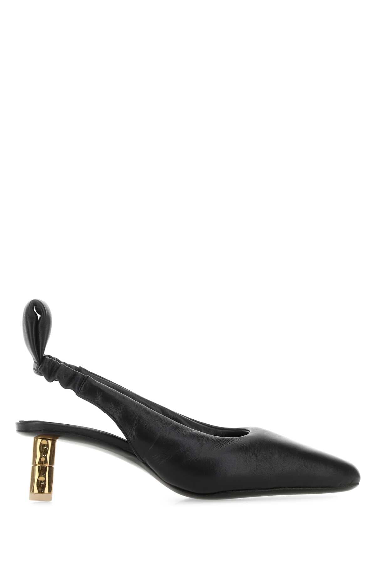 Black nappa leather Puffy pumps