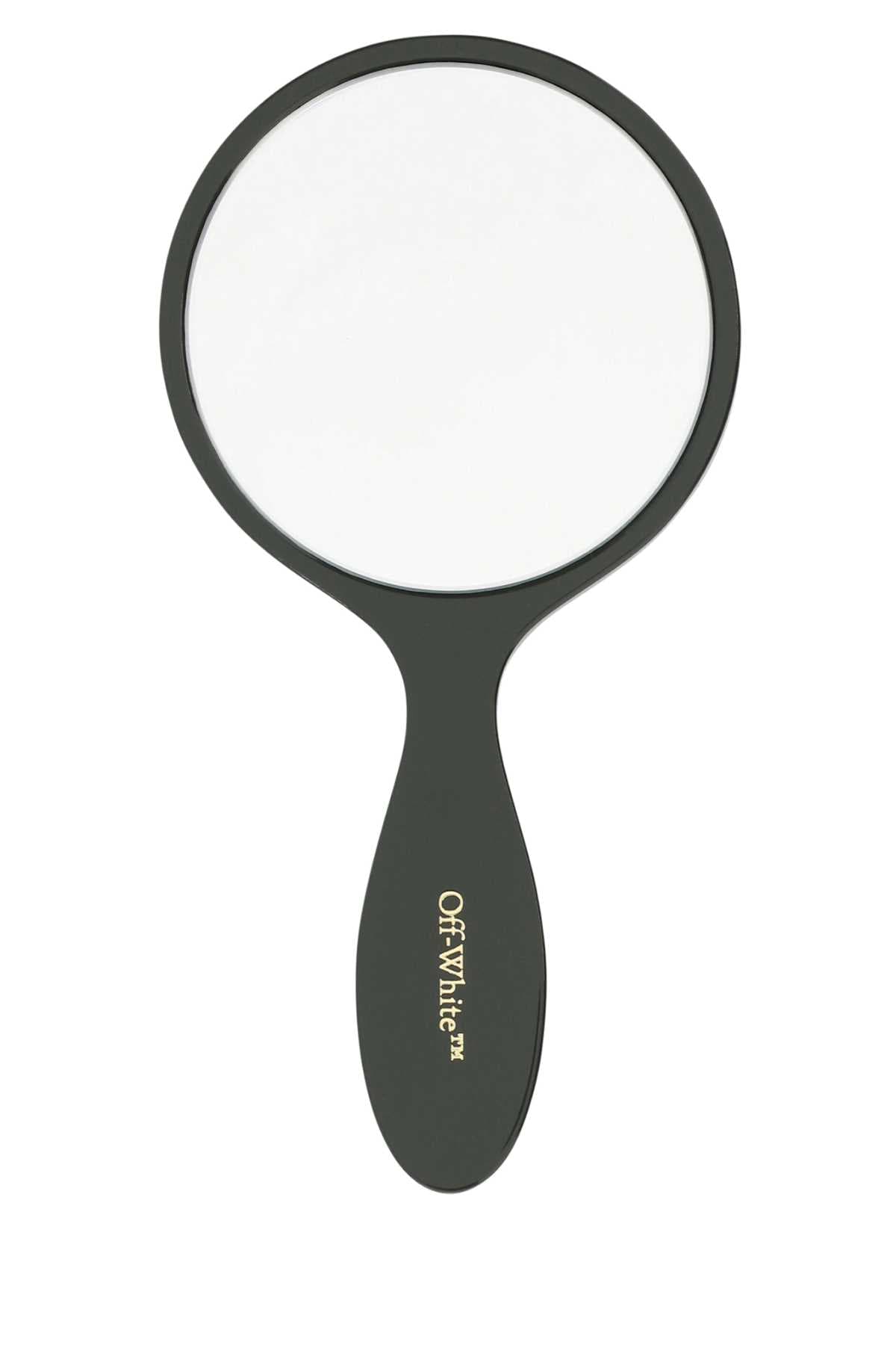 Army green acetate Bookish hand mirror